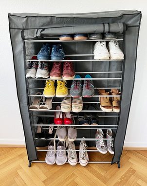 ADOB Schuhschrank Schuhregal fü 50 Paar Schuhe mit Vliess-Stoffhülle und Reissverschluss Korpus aus Metall/Kunststoff, Farbe grau