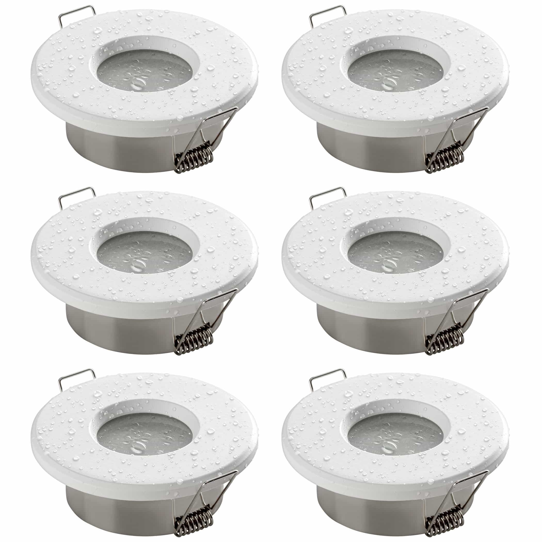 SEBSON Einbaurahmen Einbaustrahler Alu Bad IP65 inkl. GU10 Fassung, Lochdurchmesser 65mm