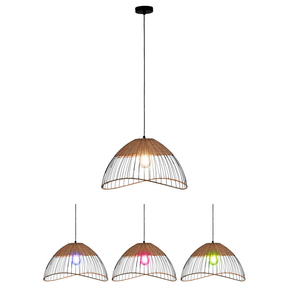 JUST LIGHT LED Pendelleuchte, Leuchtmittel inklusive, Kaltweiß, Warmweiß, Neutralweiß, Tageslichtweiß, Farbwechsel, Hängeleuchte Smart RGB LED Rattan Gitter schwarz App-Steuerung D 48 cm