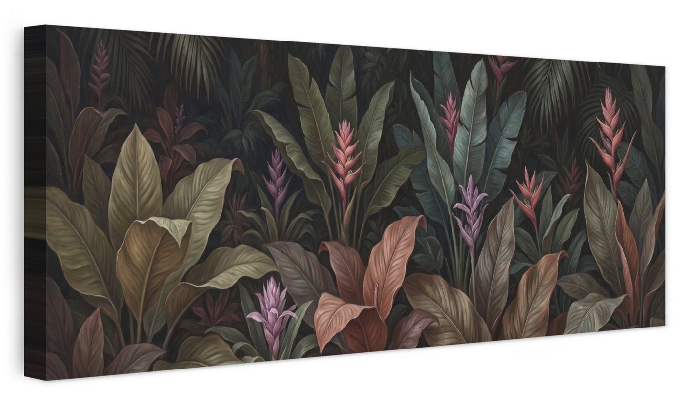 OneMillionCanvasses® Leinwandbild Panorama Pflanzen – Tropisch – Dschungel – Dunkel – Natur, Fotodruck (1 St), Wandbild, Deko Schlafzimmer …