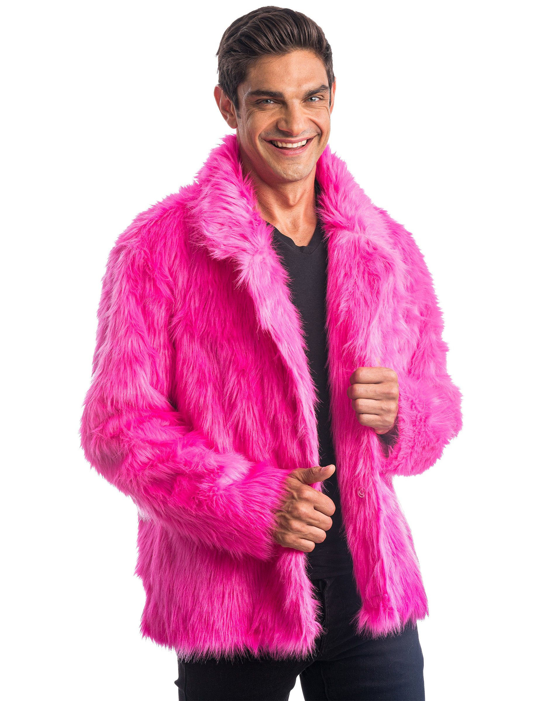 CHAKS Partyanzug Rosfarbenen Mantel aus Kunstpelz für Erwachsene günstig online kaufen