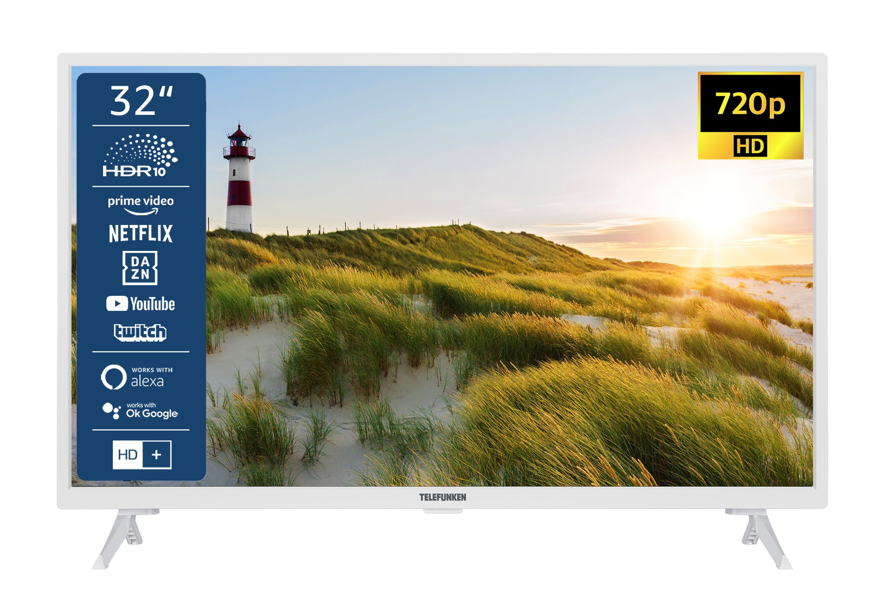 Telefunken XH32SN550S-W LCD-LED Fernseher (80 cm/32 Zoll, HD-ready, Smart TV, HDR, Triple-Tuner, Dolby Audio - 6 Monate HD+ gratis)