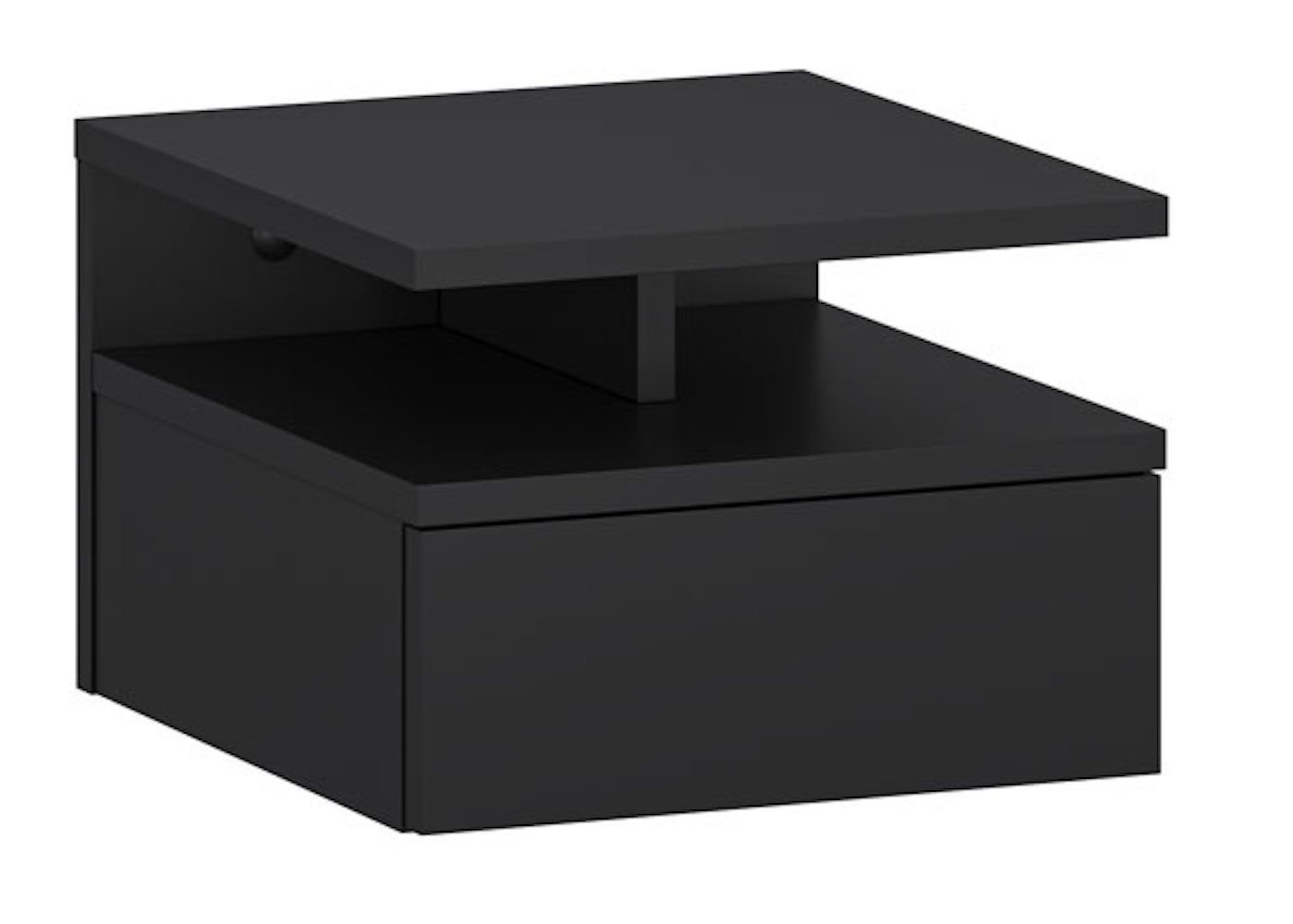 Feldmann-Wohnen Nachttisch T01 (1 Schublade, 1 Ablage, 1 offene Fach, 1-St., moderner Optik, minimalistische Design, Grifflos), 32x35x23cm schwarz