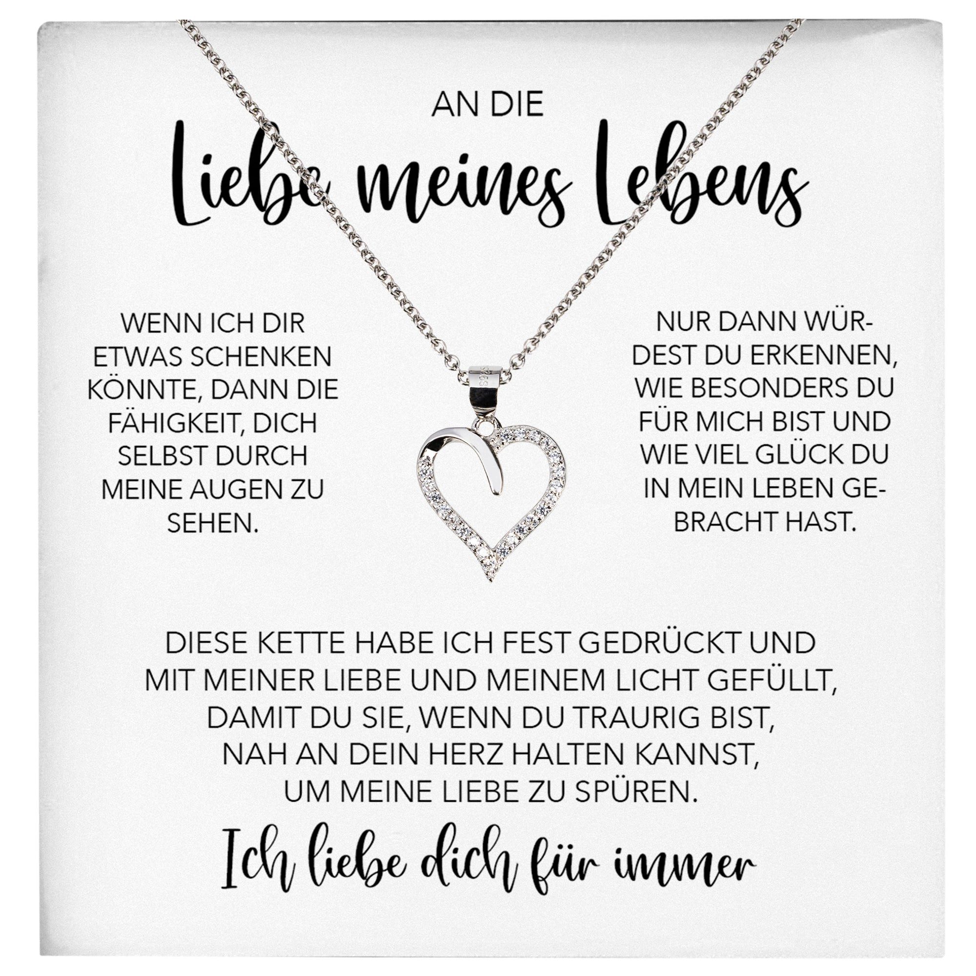 Schmuckset Liebe Meines Lebens Frauen Geschenk Herz Halskette Damen Collier V-Tag