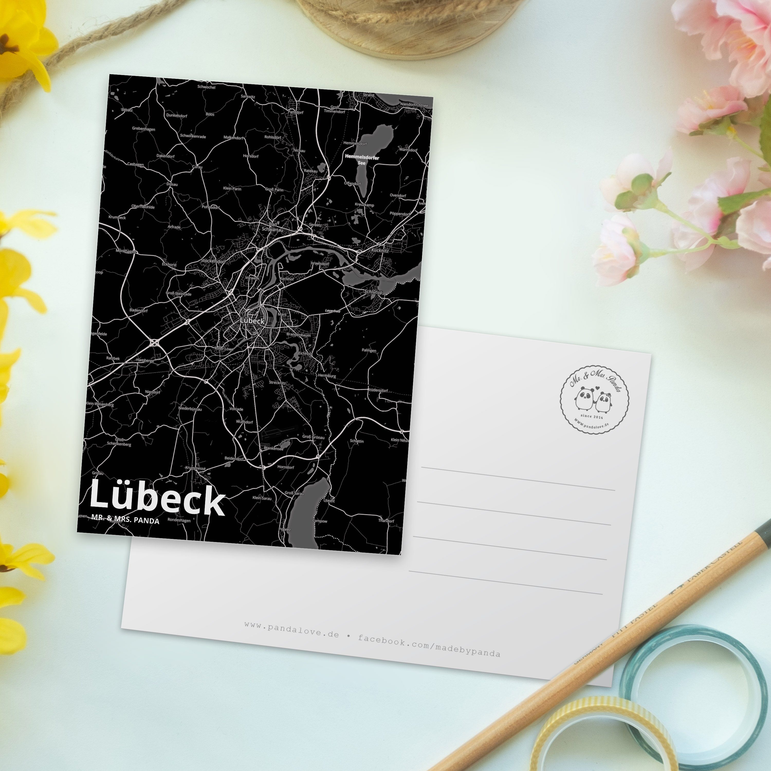 - Dankeskarte, Ansichtskarte, Ge Ort, Mr. Stadt, Postkarte & Städte, Mrs. Geschenk, Lübeck Panda