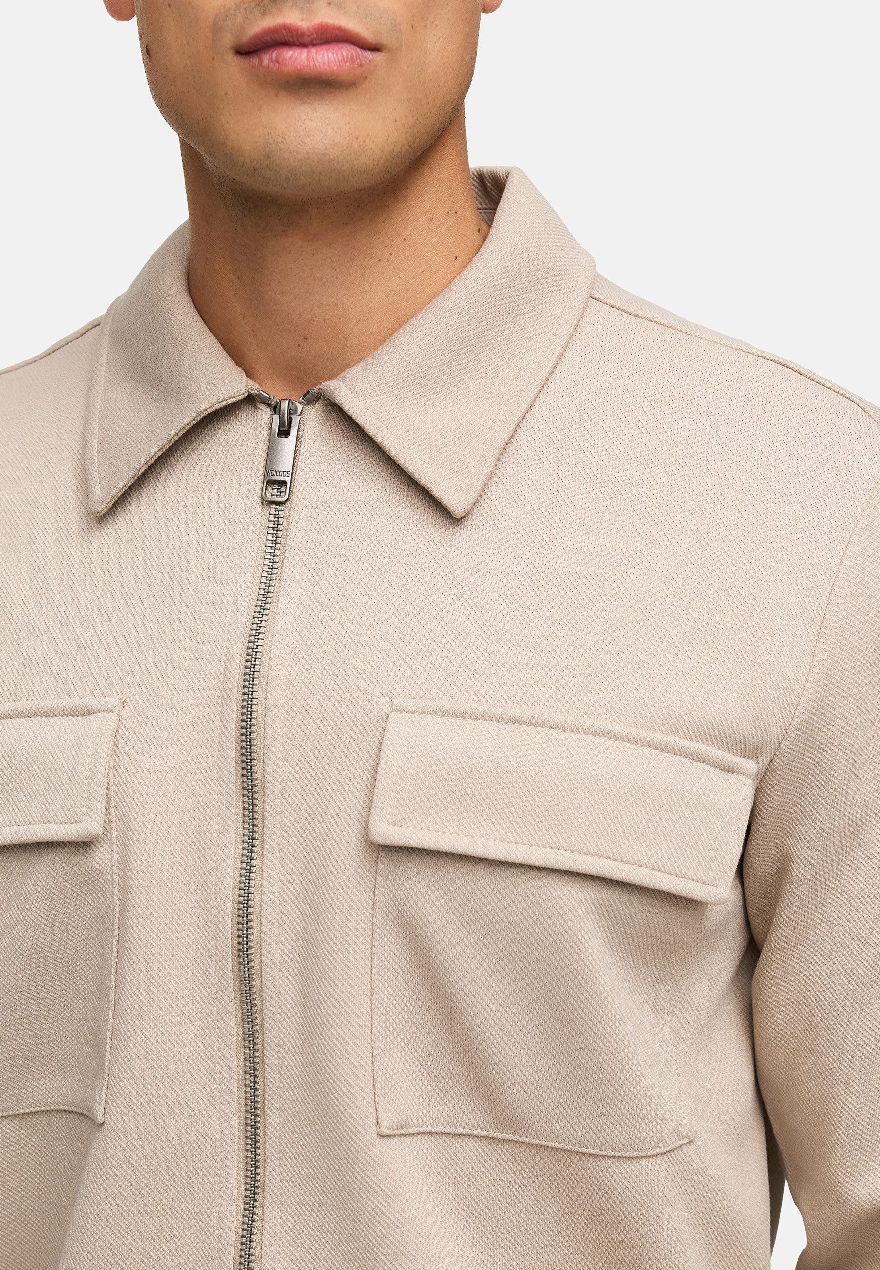 Indicode Langarmhemd Herren INNello Zip Herrenhemd Langarm Lässiges Hemd mit Reißverschluss und Brusttaschen