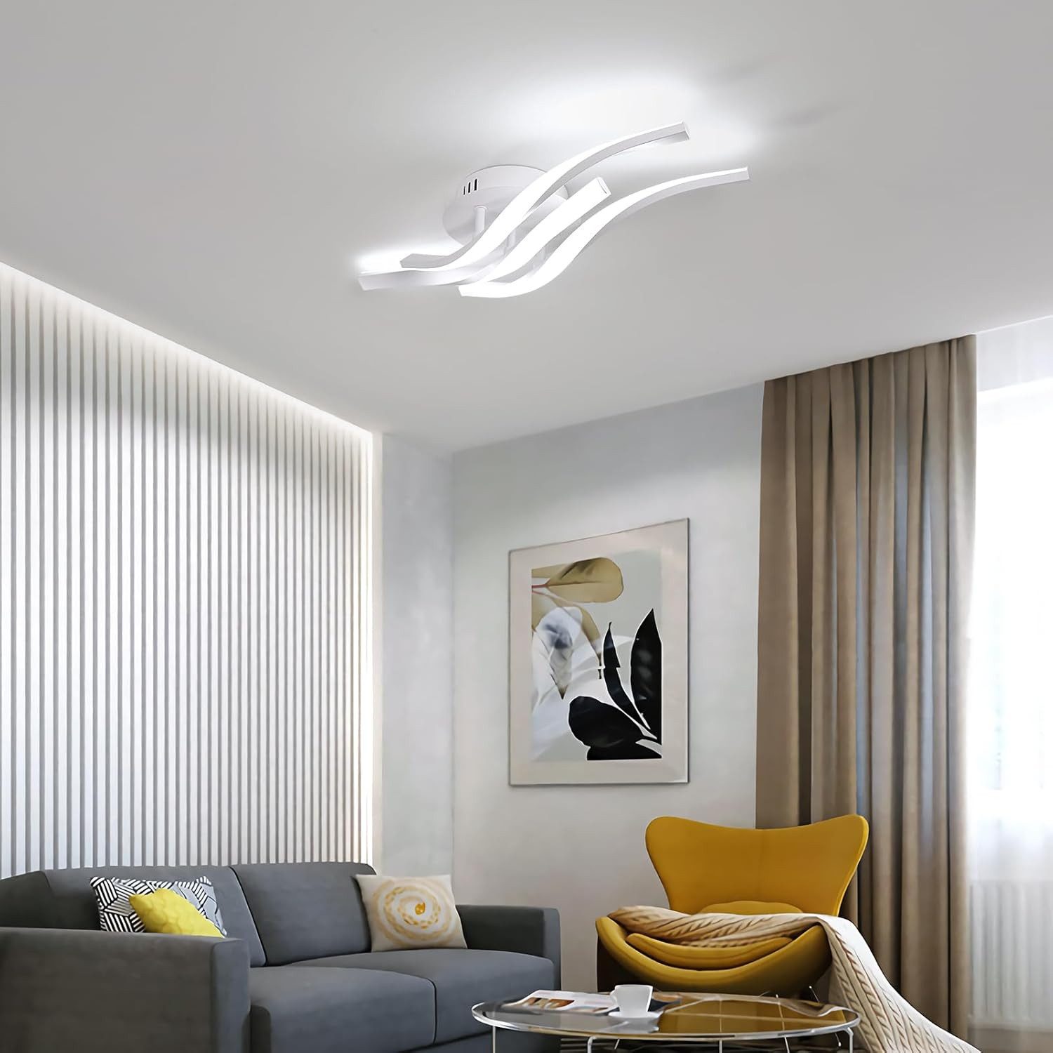 Riserva Deckenleuchten LED Deckenleuchte 24W Weiß Modern 3-line Design Aluminium, LED wechselbar