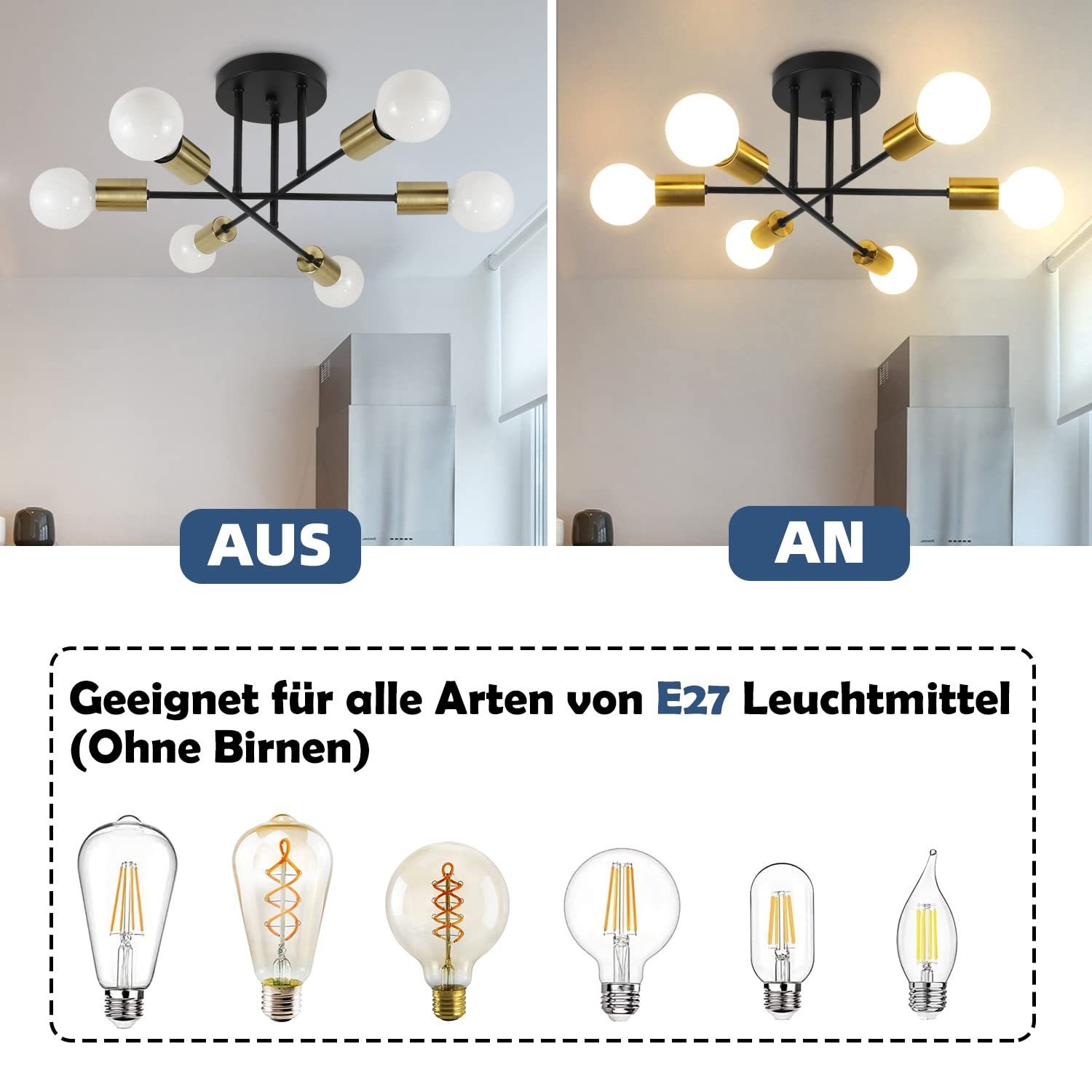 ZMH Deckenleuchten 6 Flammig Deckenlampe Vintage günstig online kaufen