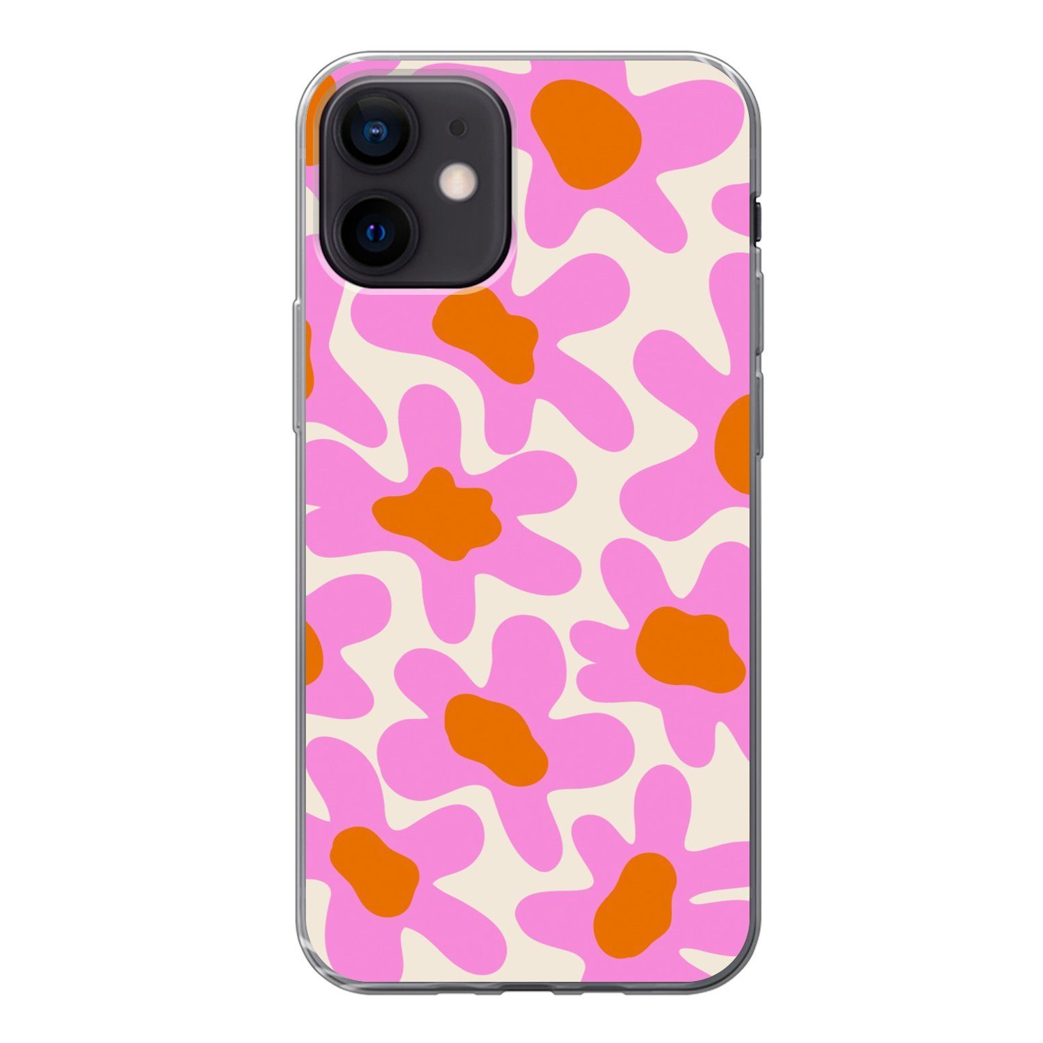 MuchoWow Handyhülle für Apple iPhone 12 Blume - Rosa - Muster, Smartphone-Bumper, Print, Handy Schutzhülle Dünn