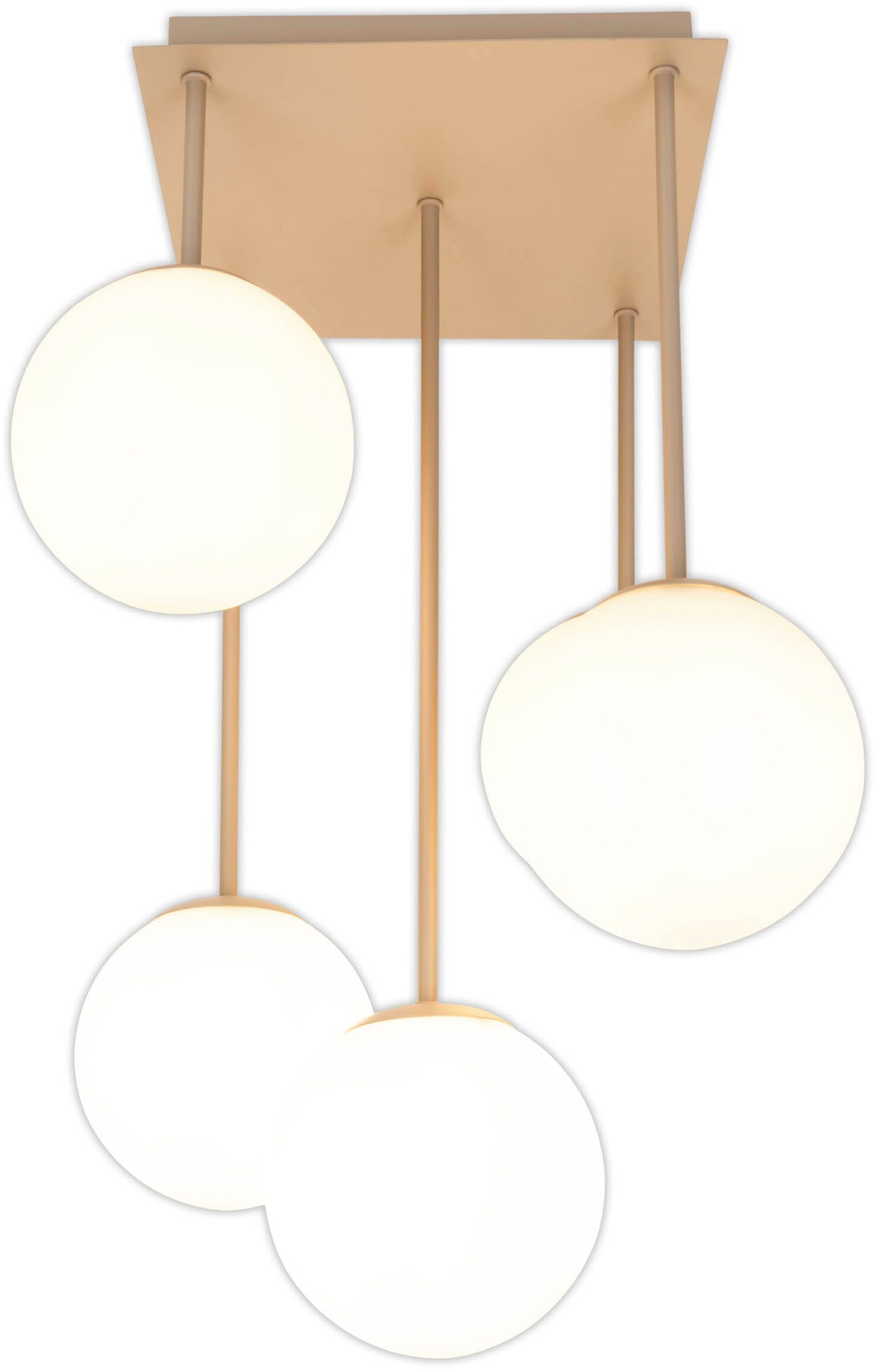 OTTO home Deckenleuchte Nellin, ohne Leuchtmittel, 5 Glaskugeln mit je 1x E14 exkl., quadratisch, beige matt