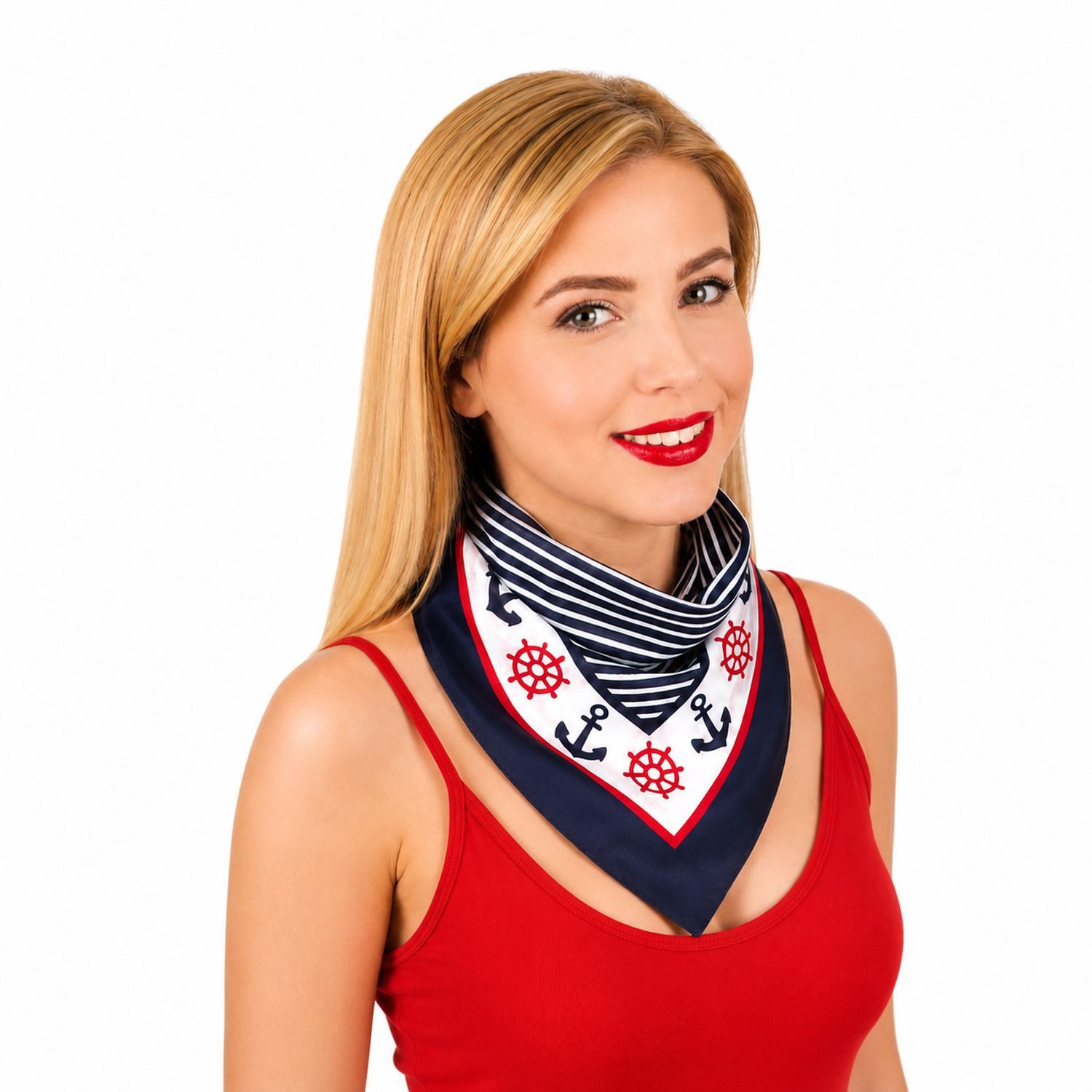 Das Kostümland Kostüm Matrosen Halstuch - Marine Bandana mit Anker, 55x