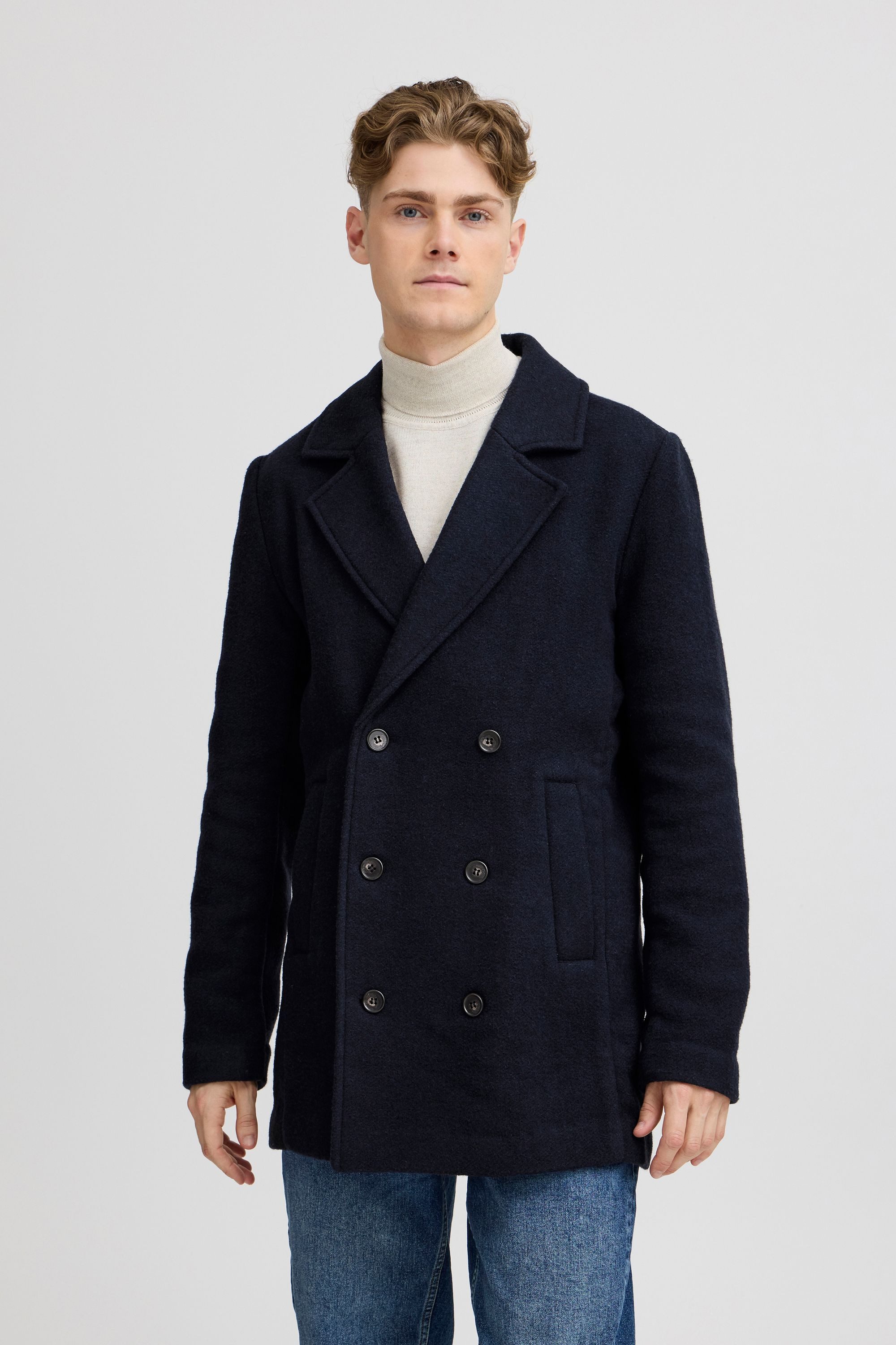 Casual Friday Wollmantel CFVILMER wool mix peacoat eleganter kurzer Wollmantel