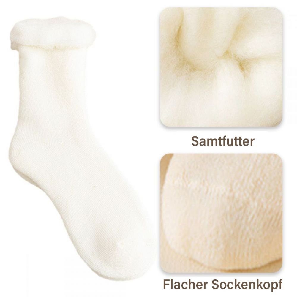 Lubgitsr Thermosocken 1 Paar Weiß (1-Paar) Stoppersocken Damen Winter Dicke Socken Kuschelsocken Warme