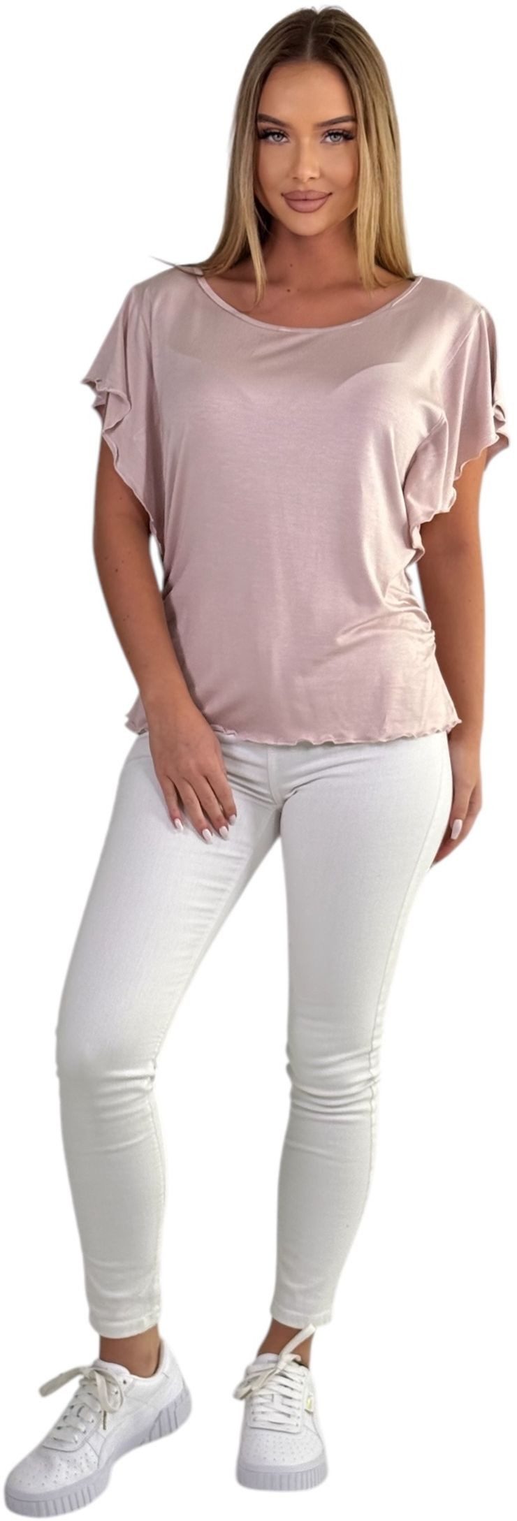 Mississhop Kurzarmshirt Damen T-Shirt Kurzarmshirt Schmetterlingärmeln günstig online kaufen