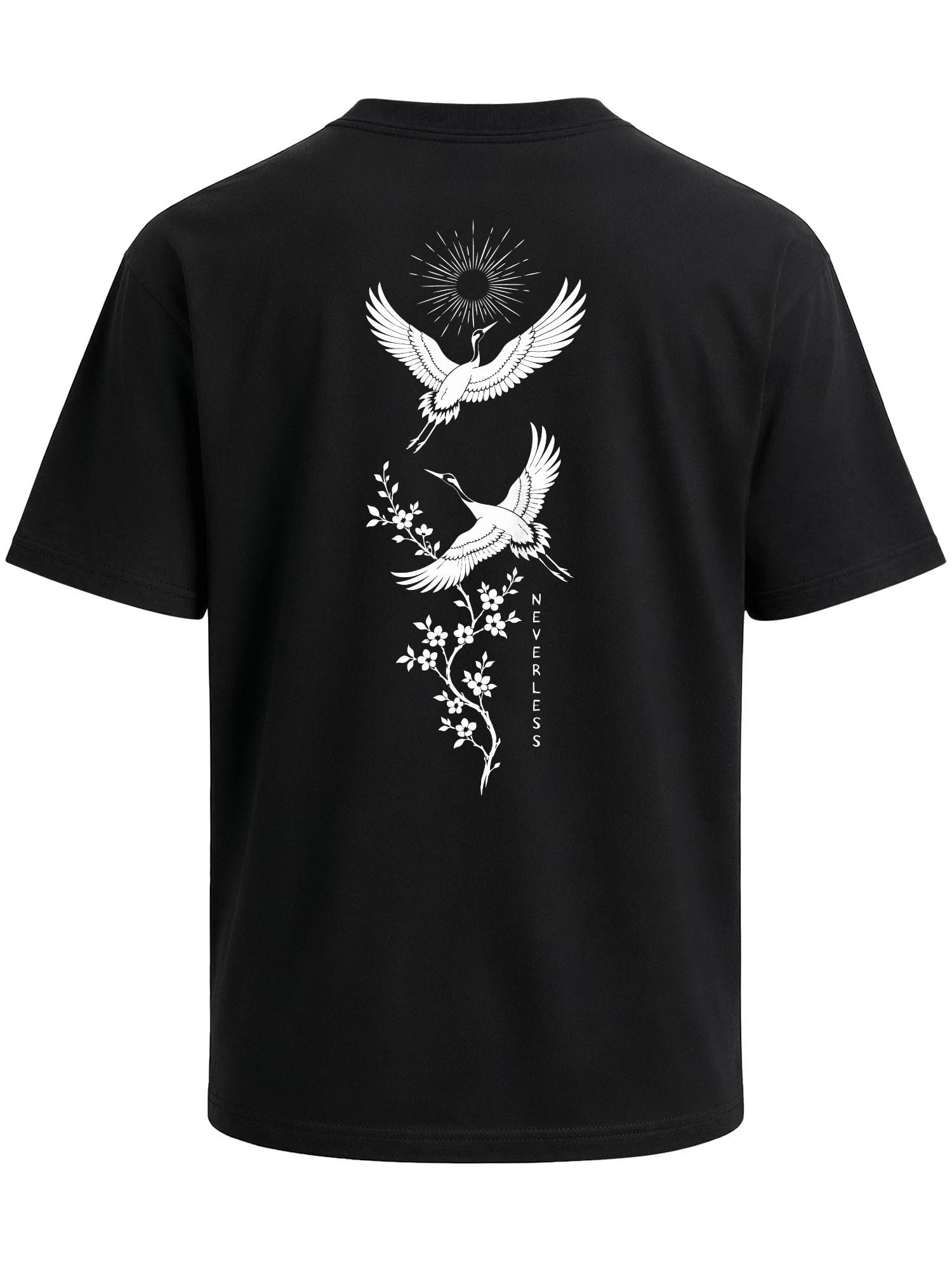 Neverless Oversize-Shirt Herren T-Shirt - Crane - Oversized Relaxed Fit Printshirt Sommer mit Print