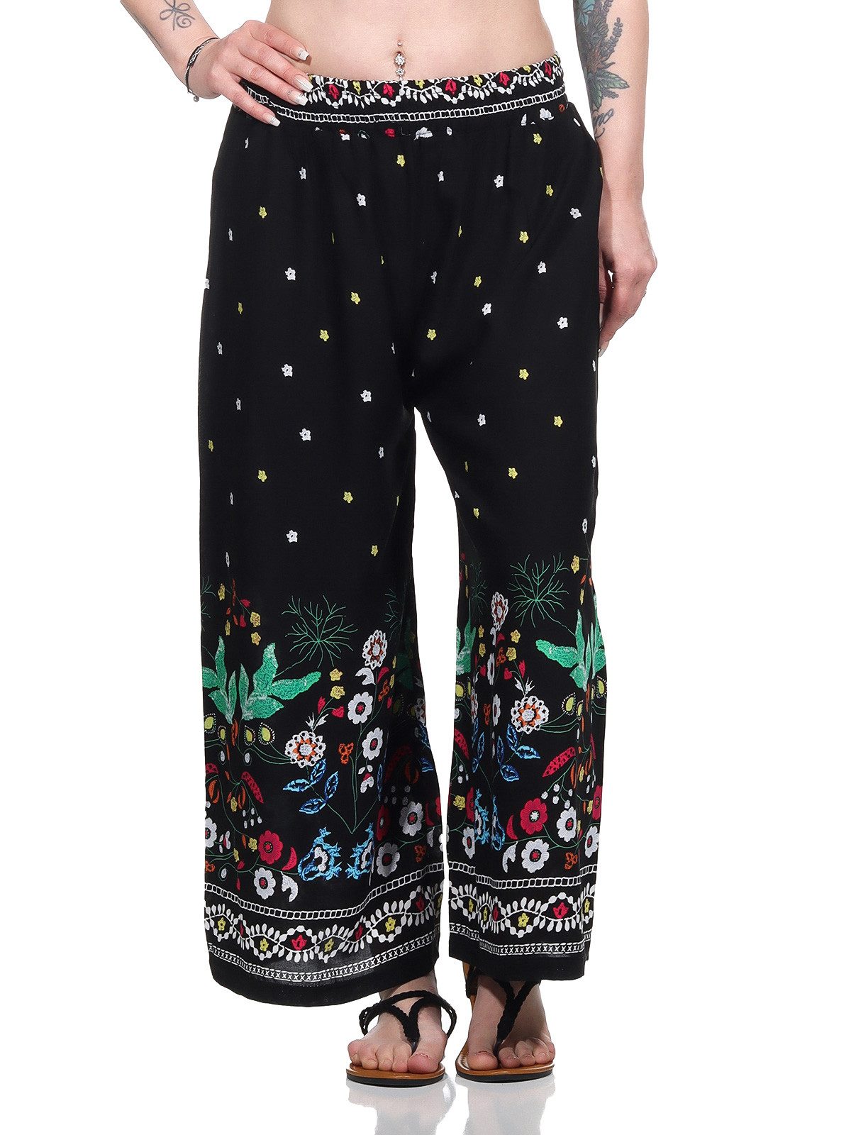 Aurela Damenmode Culotte Sommerhose leichte Marlene Hose für Damen luftige Culotte luftig & leichte Baumwollmischung, Stretchbund