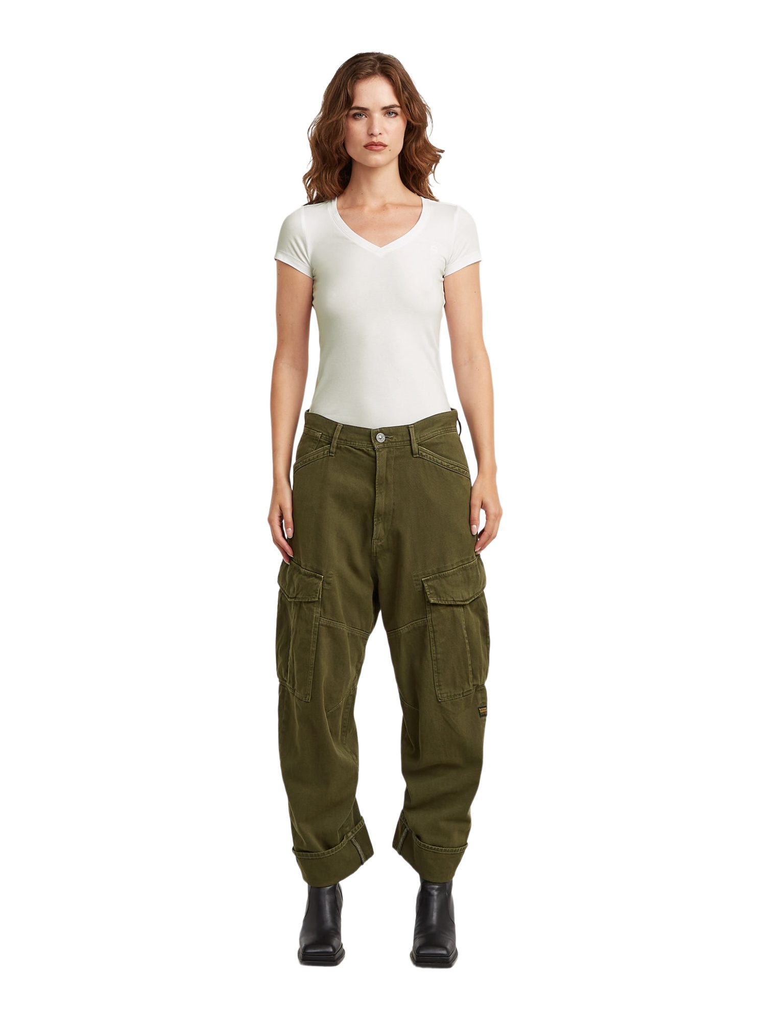 G-STAR Stoffhose grün,Casual,Baumwolle,Unifarben,Boyfriend Fit,Mittel