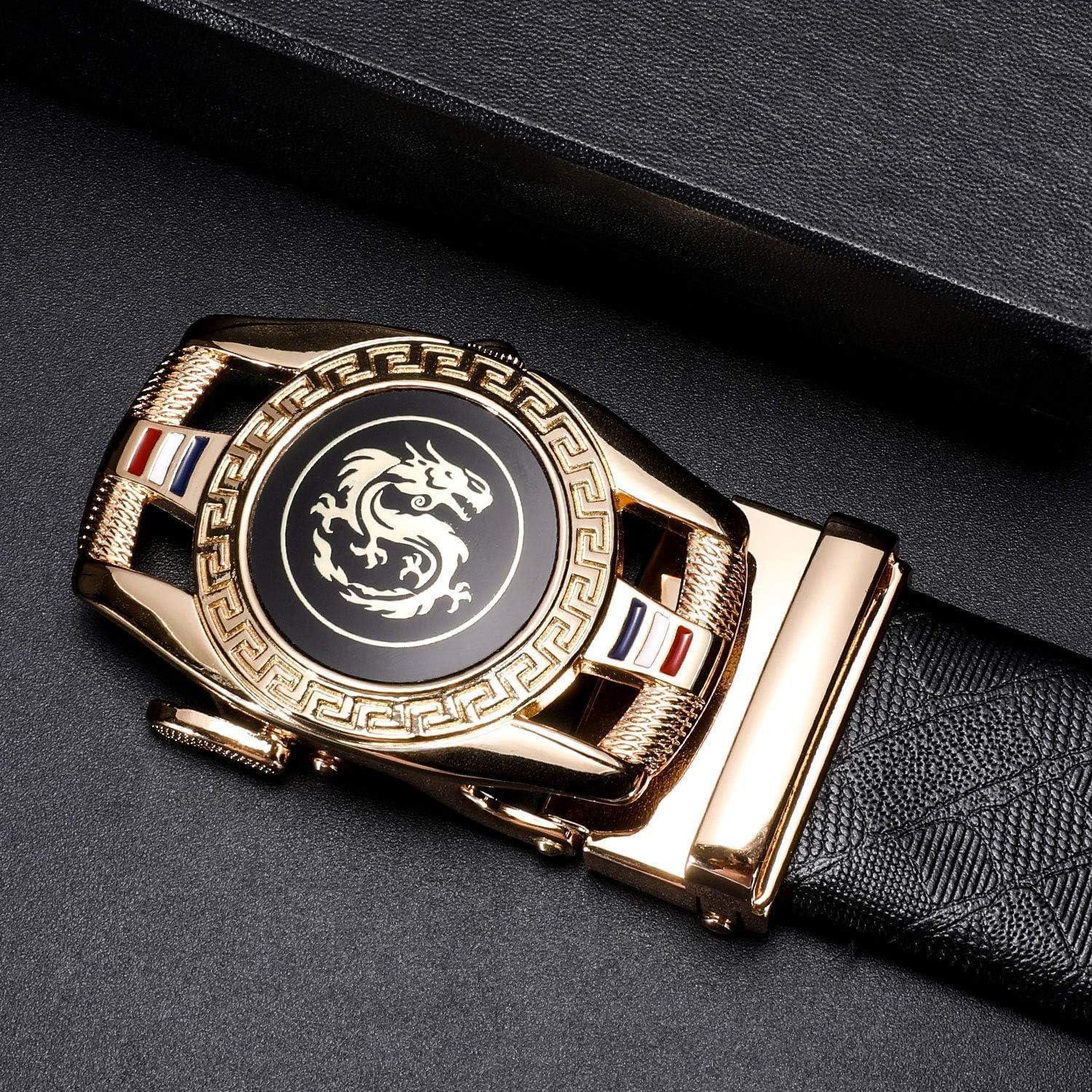 LuxusKollektion Ledergürtel Bürtel Herren Ratschen Drachen Gold Fashion 110 cm 43 Zoll einstellbar – Bild 2 von 5