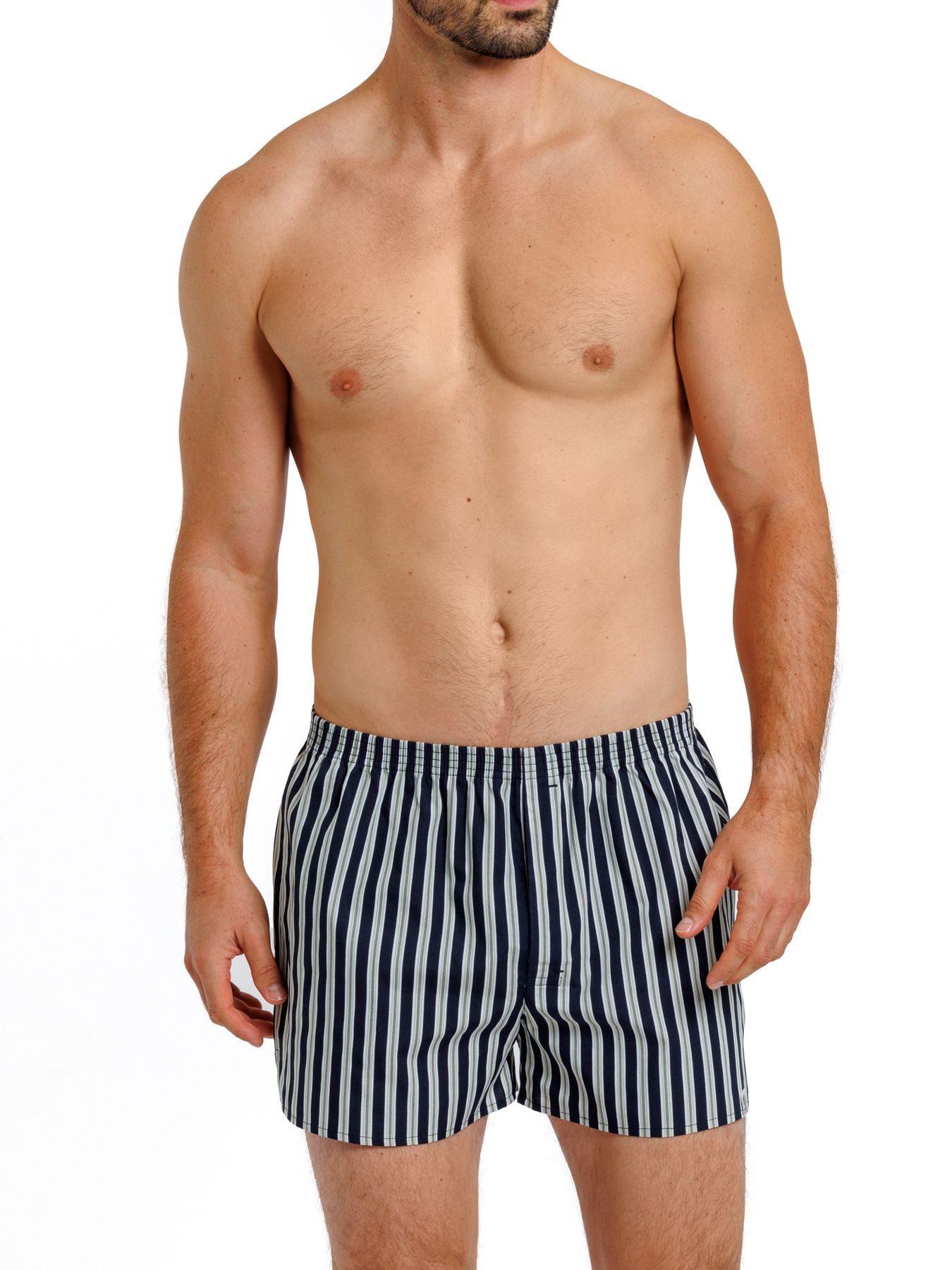 HAASIS Bodywear 1919 Boxershorts Herren Web-Boxer 77922951-navy-Streifen (Packung, 2-St., 2er Pack) Modische Web-Boxer, Knopfleiste