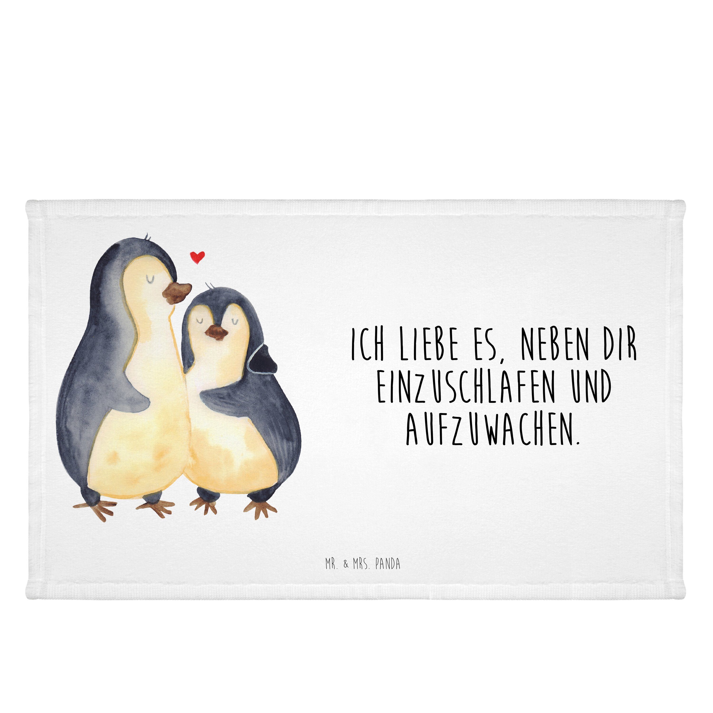 Mr. & Weiß - Handtuch - Jahrestag, Freund, Panda Mrs. Frottier, Pinguine Einschlafen (1-St) Geschenk