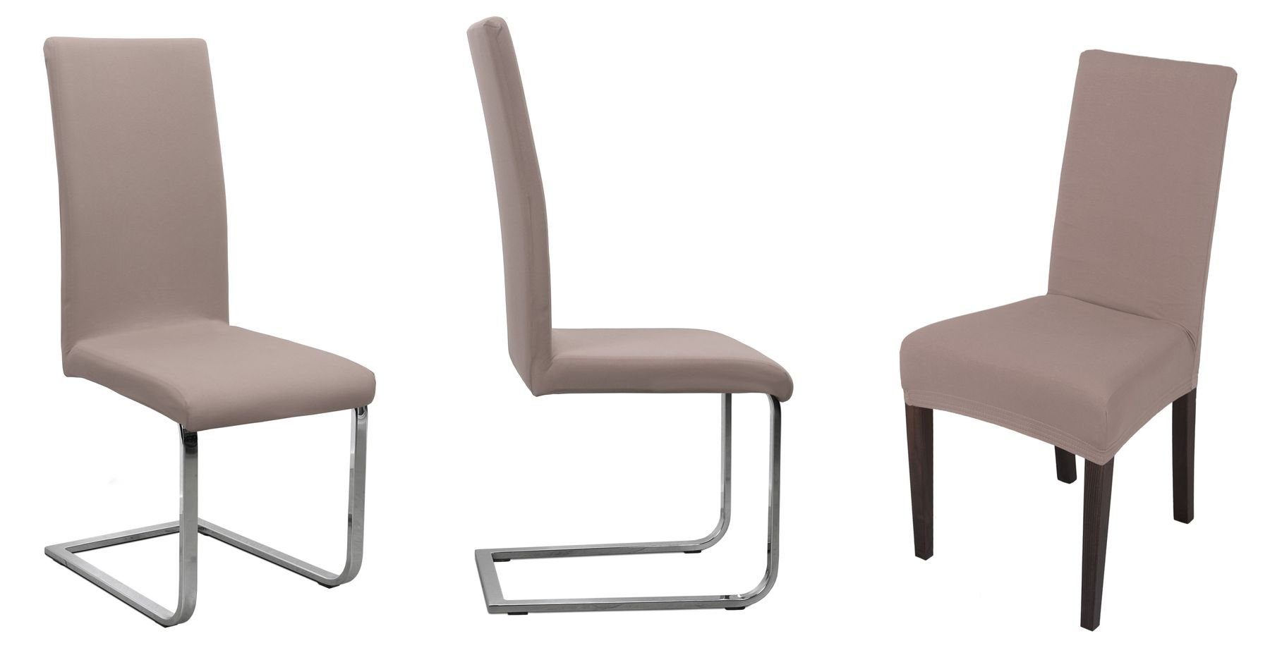 Beautex Stuhlhusse Stuhlhusse Jersey, 6er Set elastische Stretch Husse Baumwolle Elastic