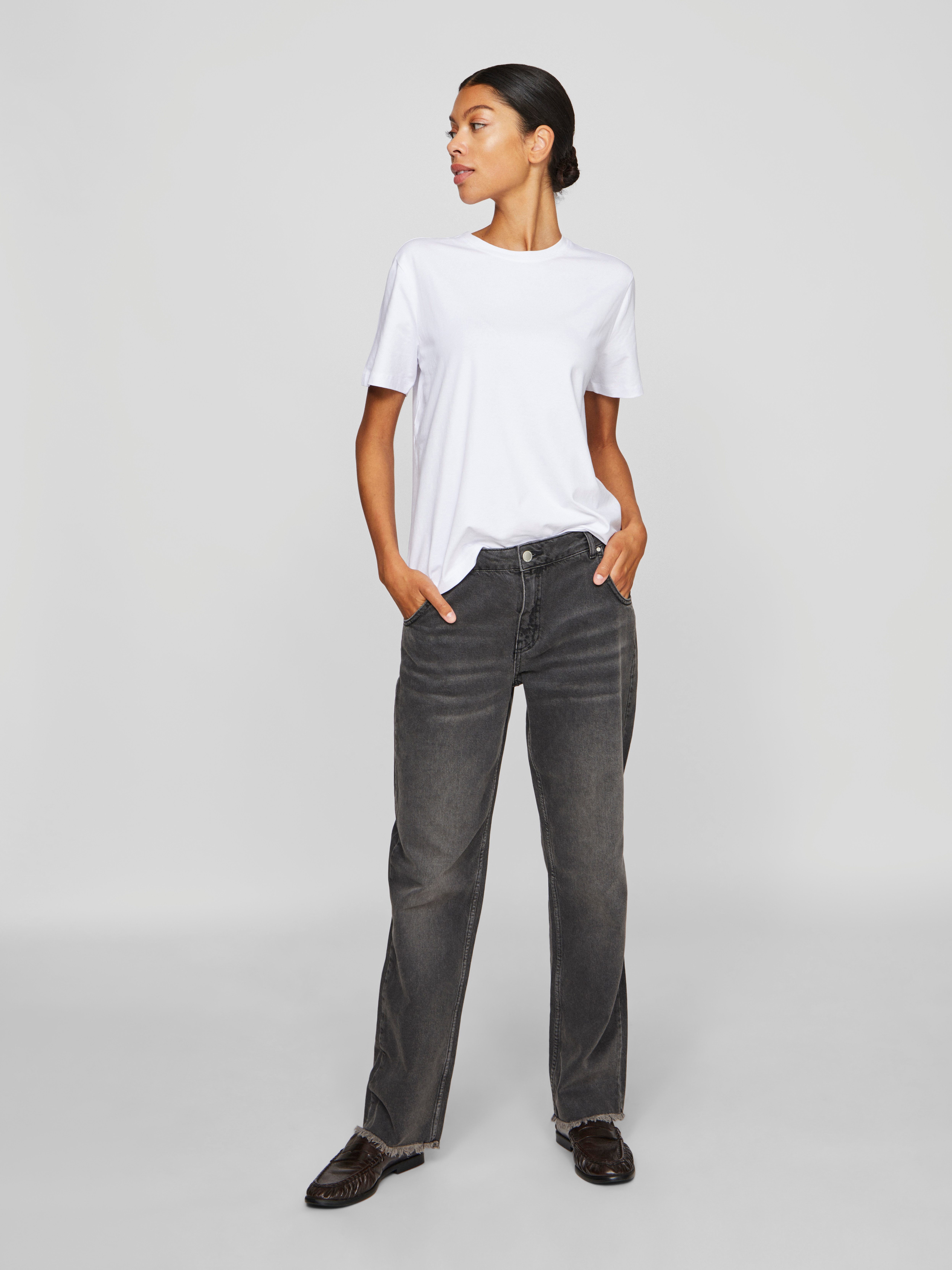 Vila Kurzarmshirt VINORA S/S T-SHIRT - NOOS Baumwollmischung, regular fit