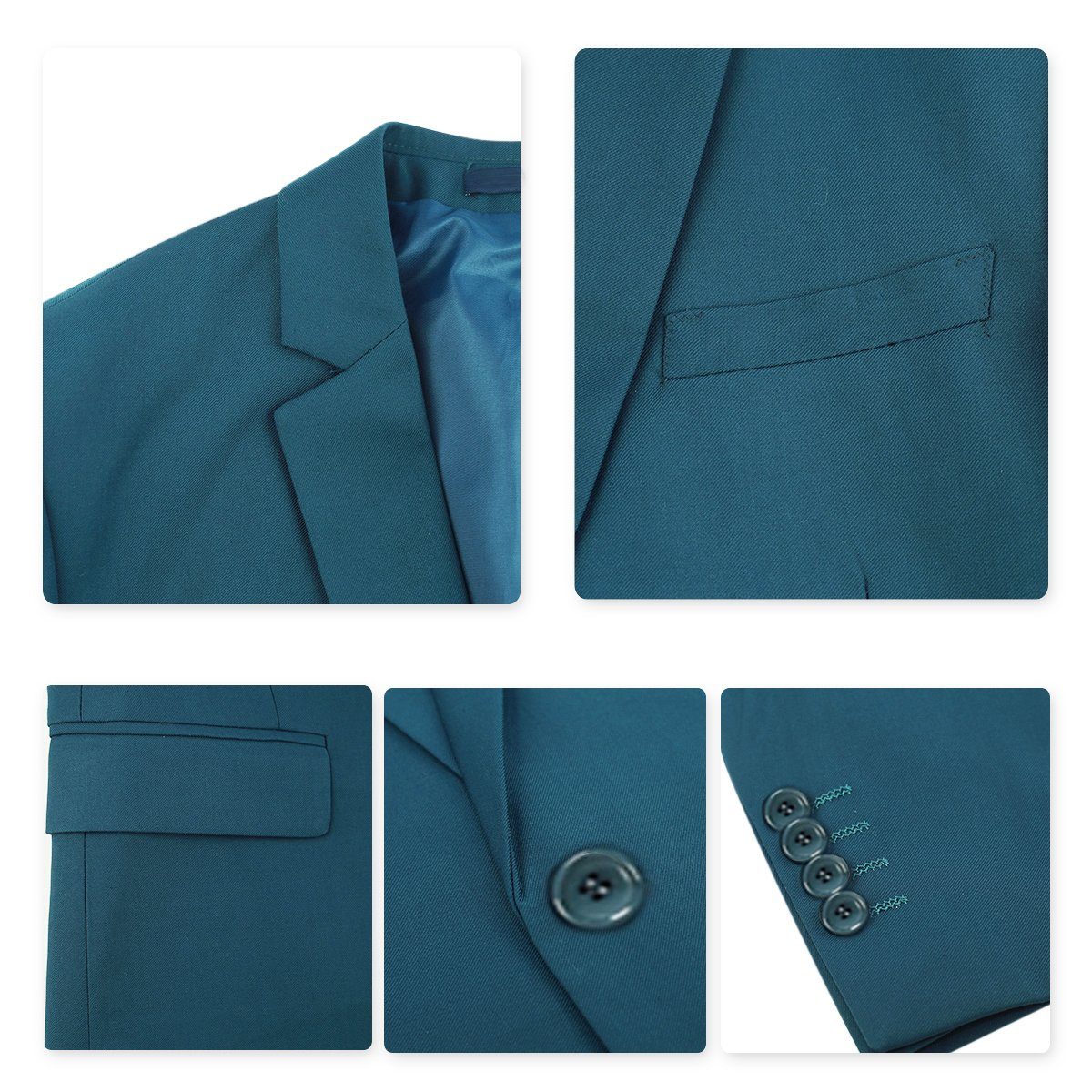 Fit & Hose) für Slim (3 Weste Anzug Herrenanzug & Business Allthemen XY03-3P Meerblau tlg, Sakko