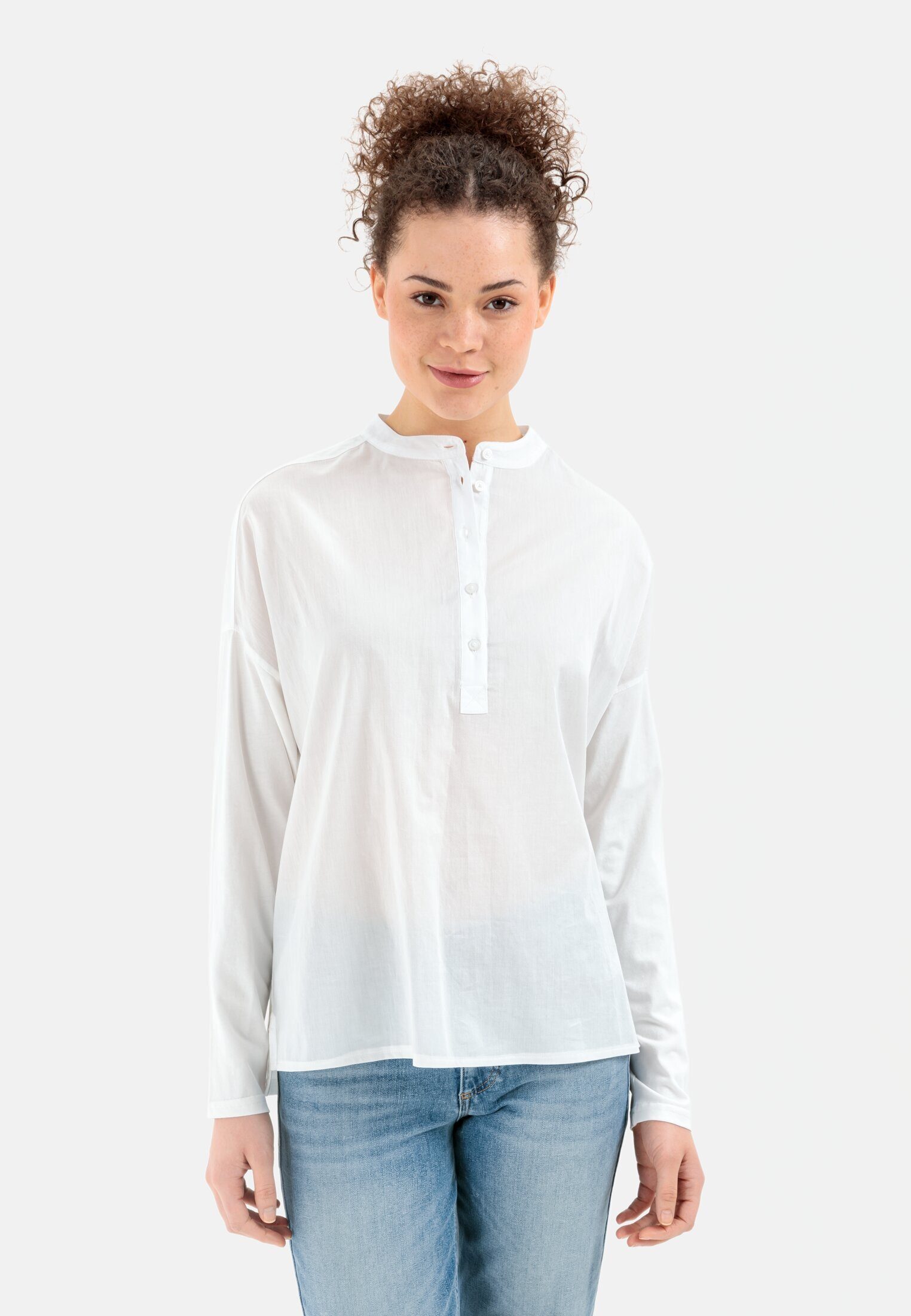 Schlupfbluse mit Jerseyeinsatz