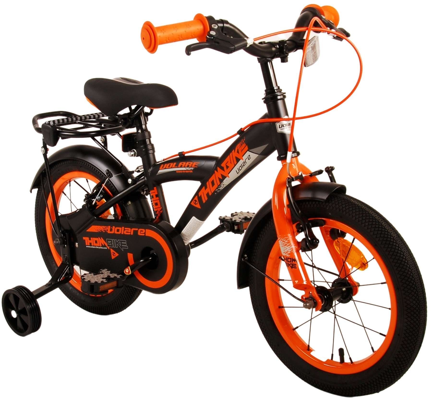 Fahrrad ohne mit Stützräder - Jungen 14 - - Zoll Volare Gang, 2x Fahrrad mit Kinder 14 Jungs Orange Schaltung - Sicherheitsgriffe), Handbremse, Kinderrad - Kinderfahrrad Thombike 1 TPFSports Zoll (Jungsfahrrad