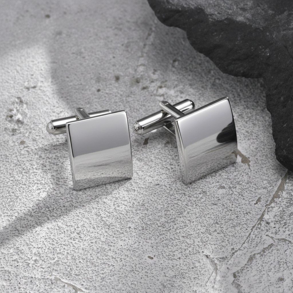 KARMA Manschettenknöpfe Set 2er Set Herren Edelstahl Silber od. Schwarz rechteckig (pflegeleicht, 1-Paar, klassisch modern rostfrei hypoallergen), elegant Busin – Bild 4 von 5
