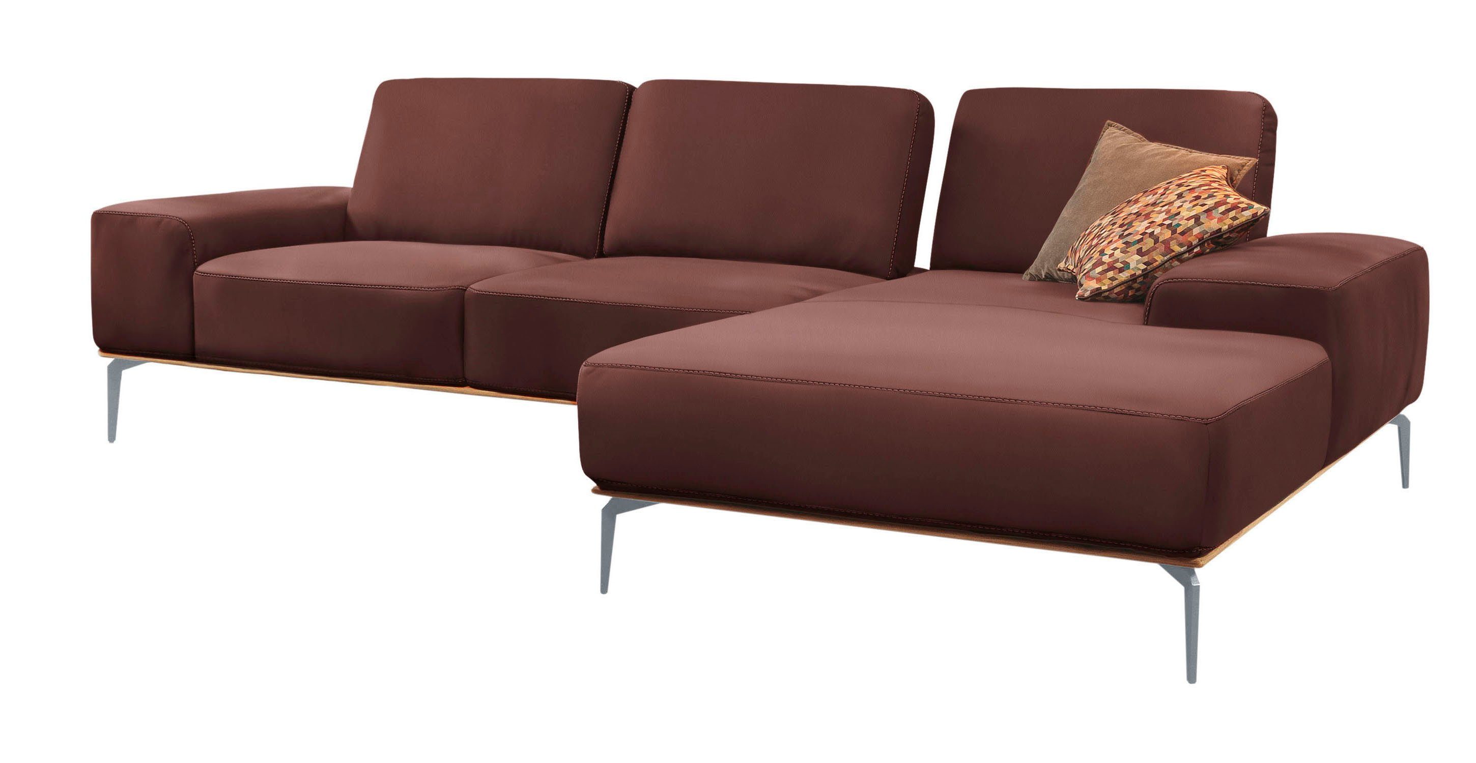 W.SCHILLIG Ecksofa run, mit elegantem cm Füße matt, in Holzsockel, 319 Silber Breite