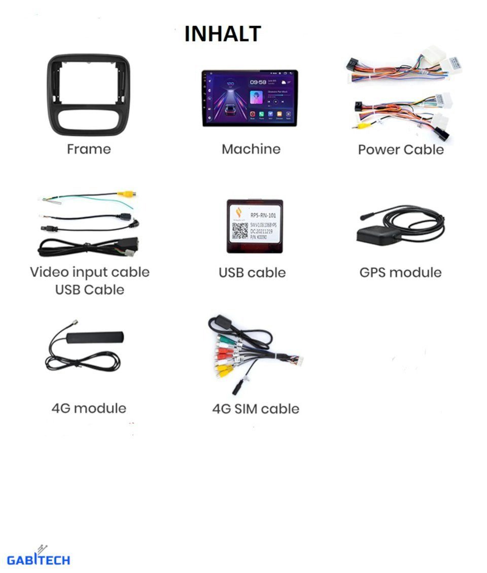 GABITECH 9 Zoll für Opel Autoradio Android TRAFIC, NV300 11 Nissan VIVARO, Renault