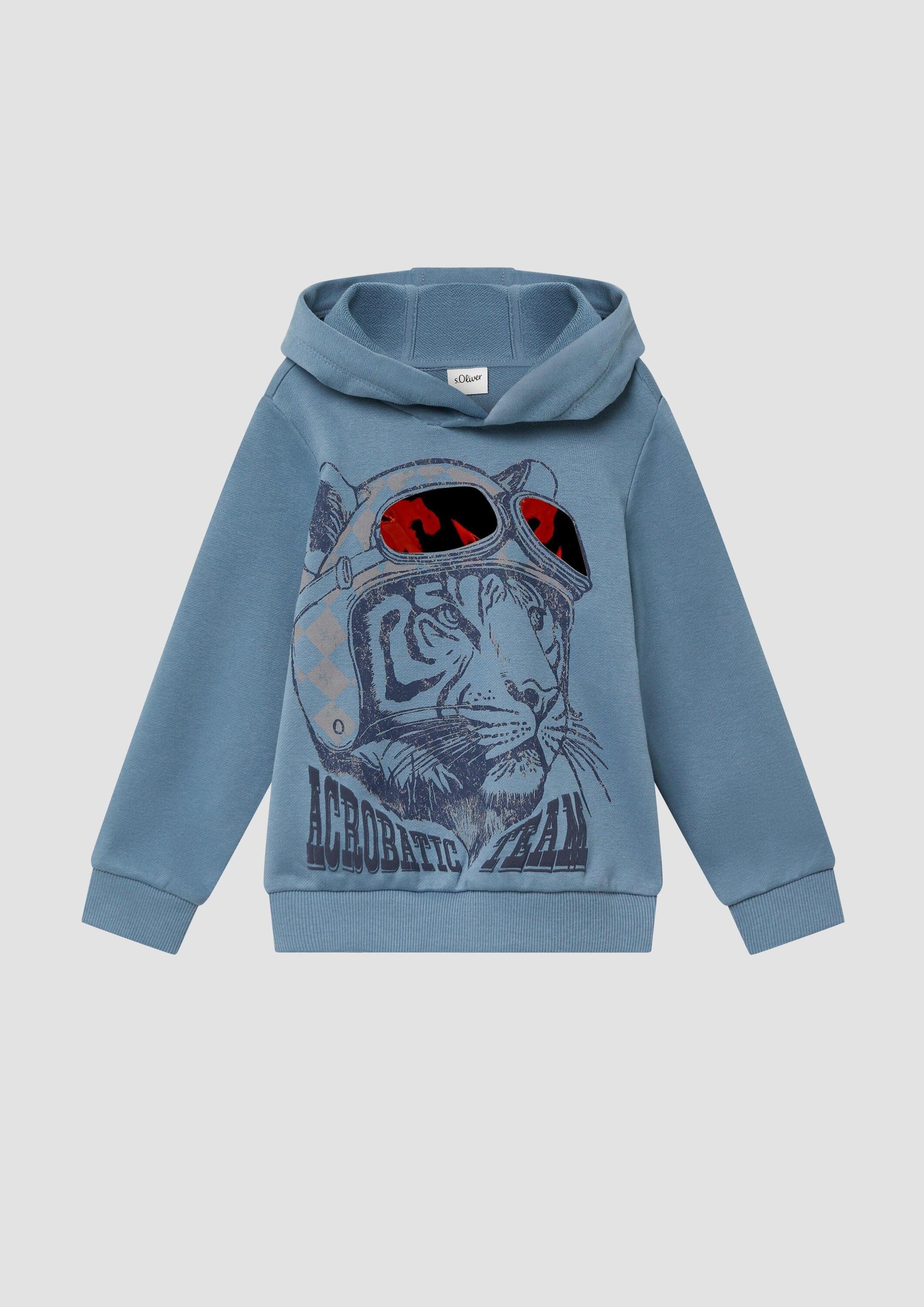 s.Oliver Sweatshirt Sweatshirt Hoodie aus Baumwollmix mit Folienprint