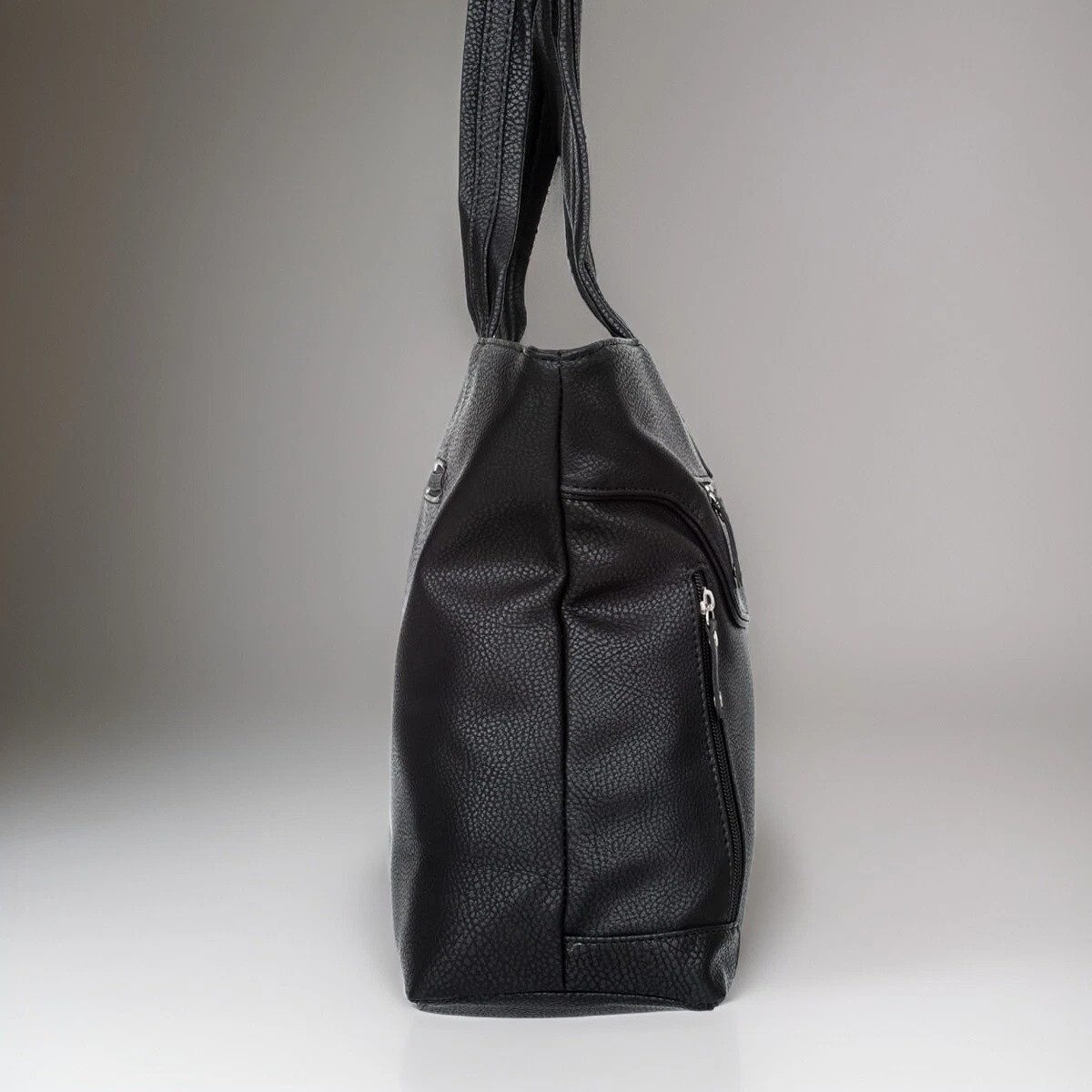 CHARM & SHAPE Handtasche Damen Schultertasche Schwarz Kunstleder A4 Mittel City (Charm & Shape Schultertasche Damen Mittel Kunstleder Schwarz Elegant, Damen Sch – Bild 5 von 5