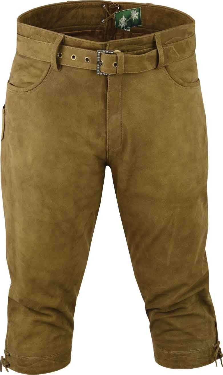 Fuente Leather Wears Lederhose Herren Kniebund Lederhose Nubuk Jagdhose Trachtenlederhose mit Gürtel Jagdhose / Freizeithose / Trachtenlederhose