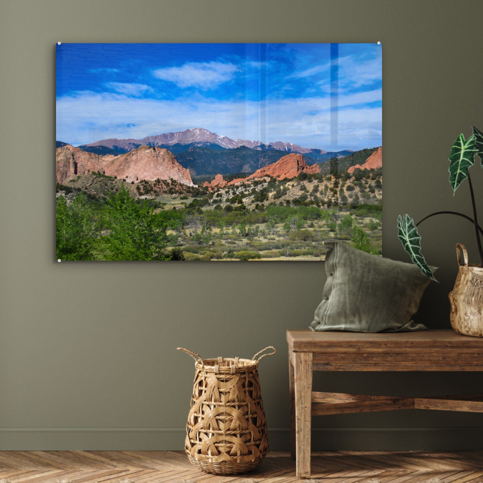 Peak Wohnzimmer nordamerikanischen Acrylglasbild & Colorado, Schlafzimmer im auf den St), (1 Blick Pikes Der Acrylglasbilder MuchoWow
