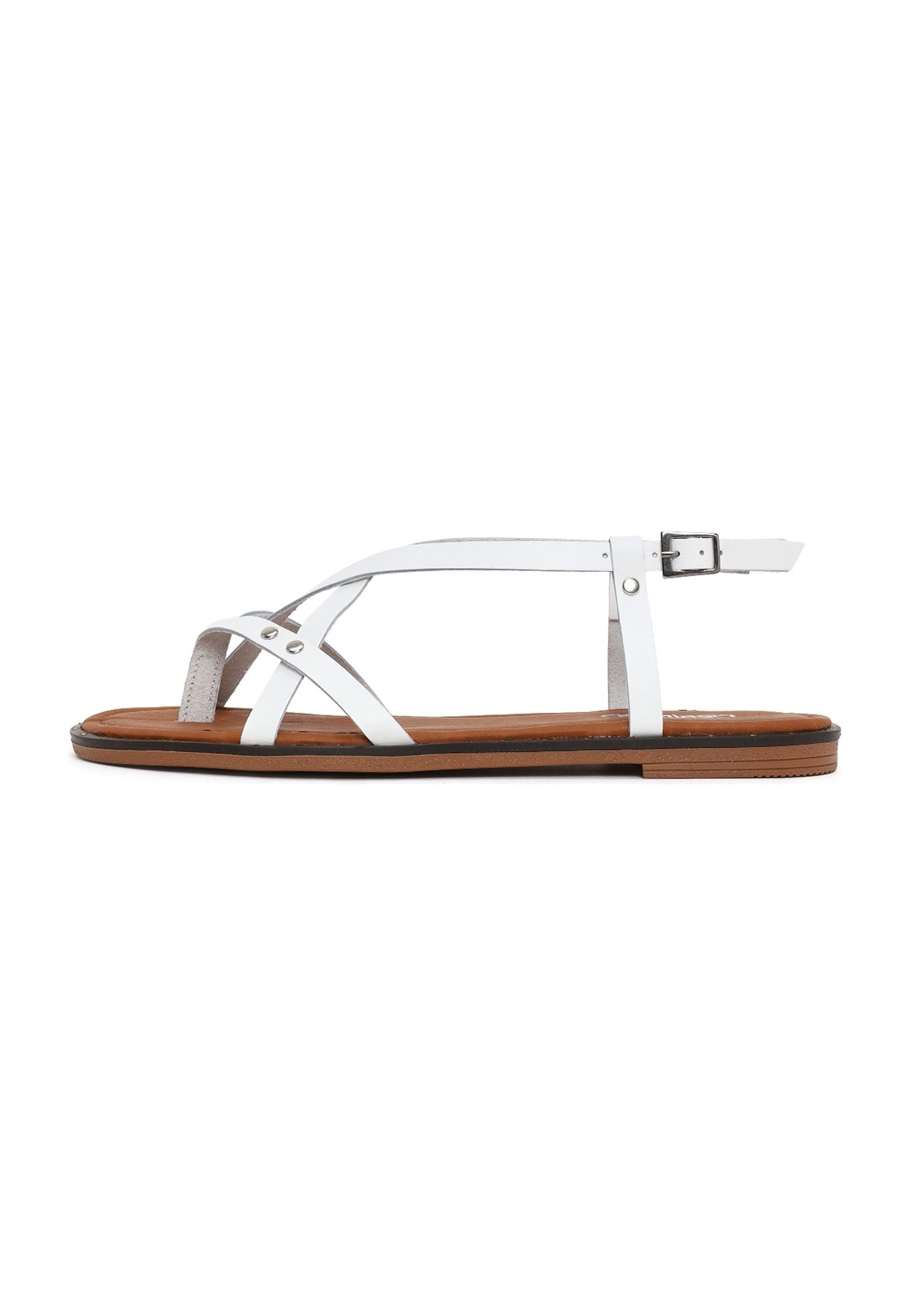 Derimod Sandalen aus Leder Sandale Echtes Leder, Lederfutter, TPU-Sohle, Knöchelschnalle, Nieten-Details