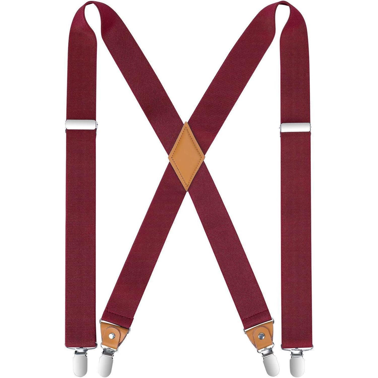 LuxusKollektion Hosenträger Hosenträger Herren X Form Metall Clip 4 Verstellbar Weinrot