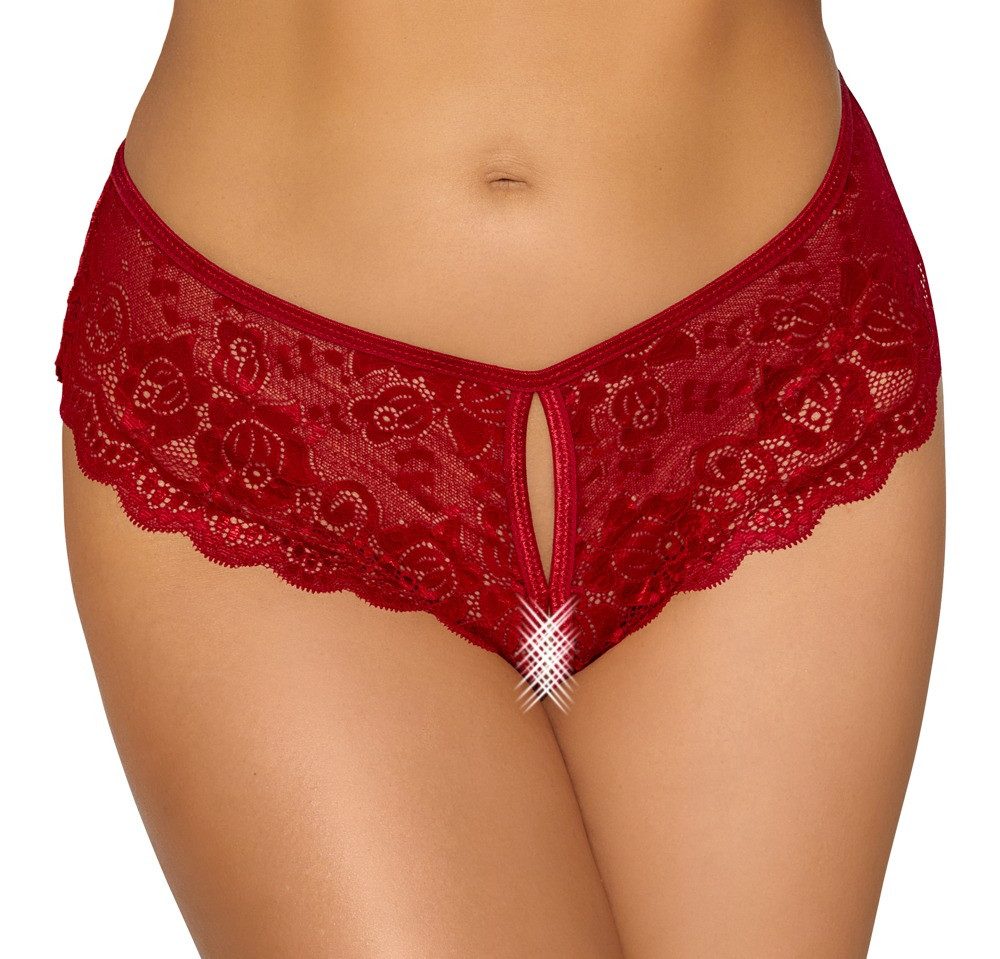Cottelli LINGERIE Slip-Ouvert Ouvert-Slip aus Spitze - rot (1-St) offener Schritt