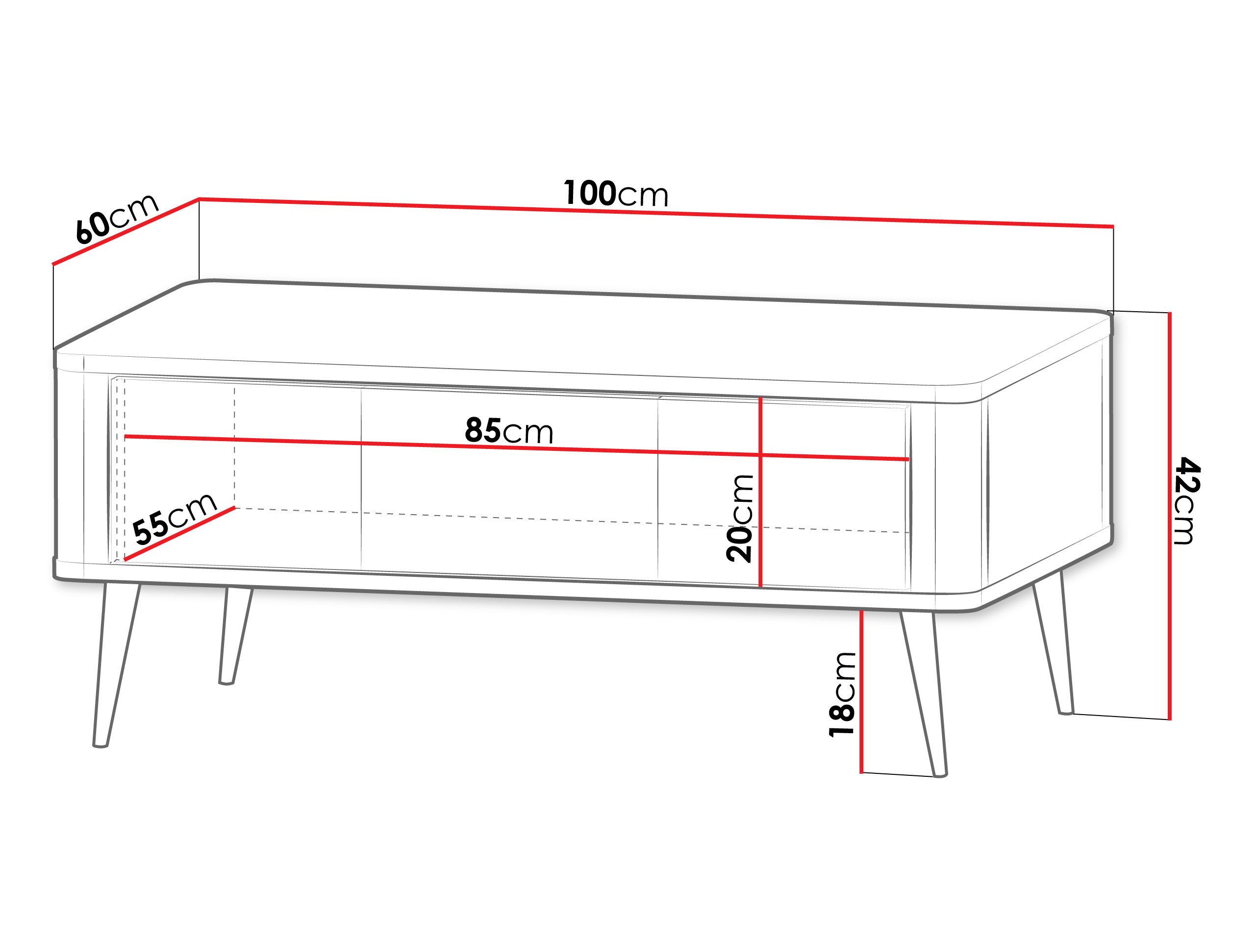 MIRJAN24 Couchtisch Marly RE16 (mit Klappe), 100x60x42 cm