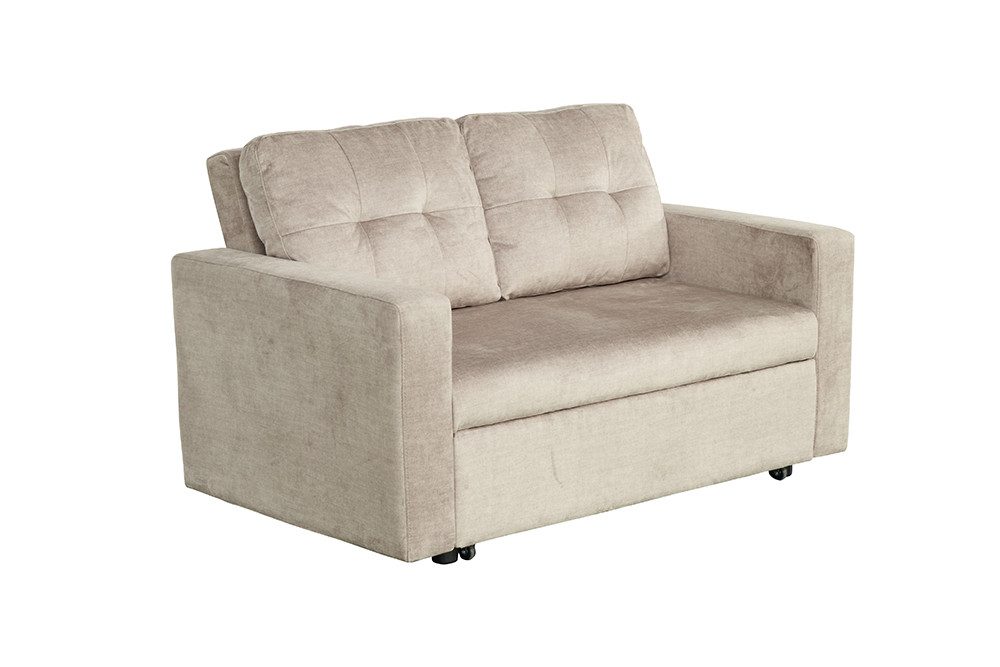 riess-ambiente Schlafsofa SMART 2-Sitzer champagner beige – Samt, ausziehba günstig online kaufen