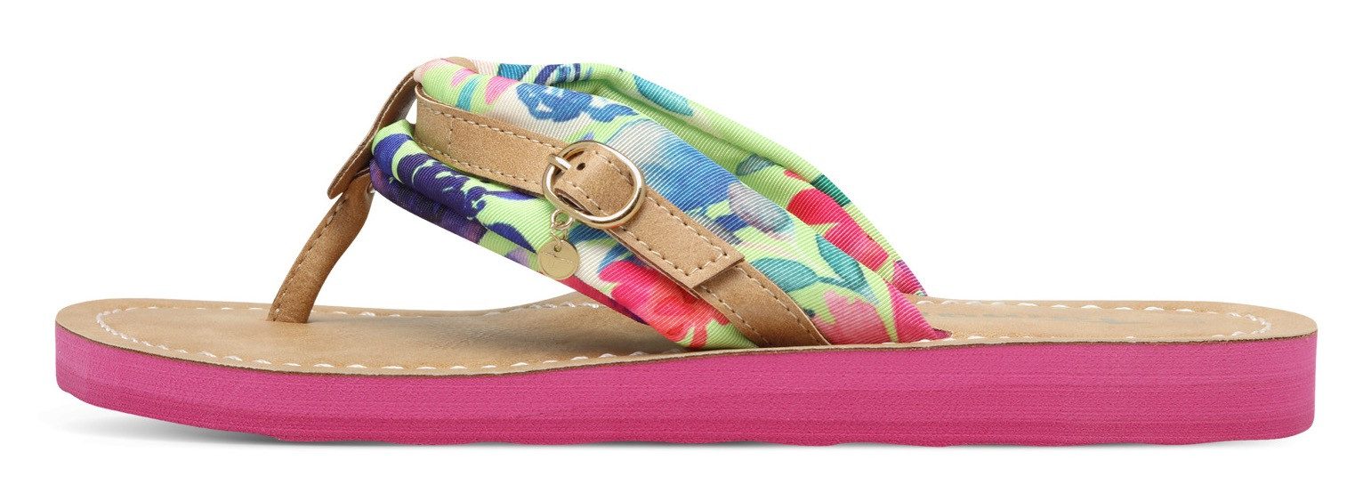 Tamaris AVRIL Zehentrenner, Sommerschuh, Flats, Schlappen mit T-Logoanhänger