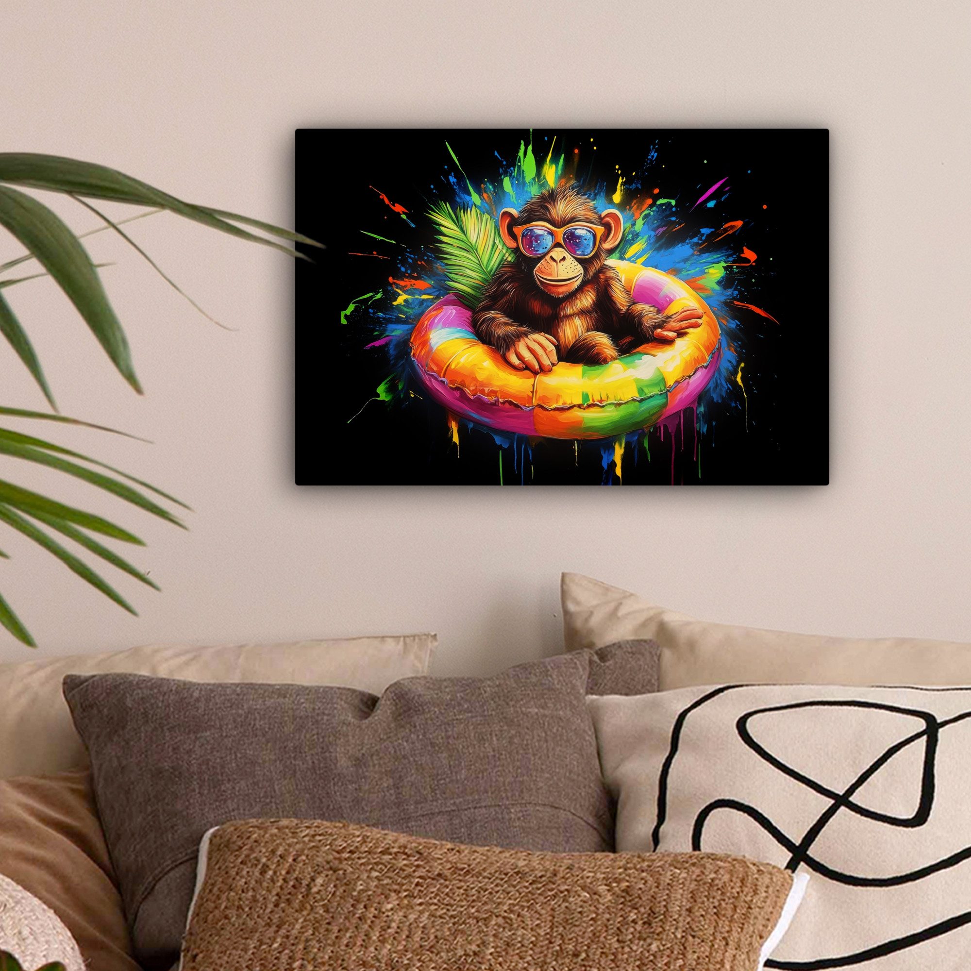 OneMillionCanvasses® Leinwandbild Graffiti - Sommer - Affe - Tier, Fotodruc günstig online kaufen