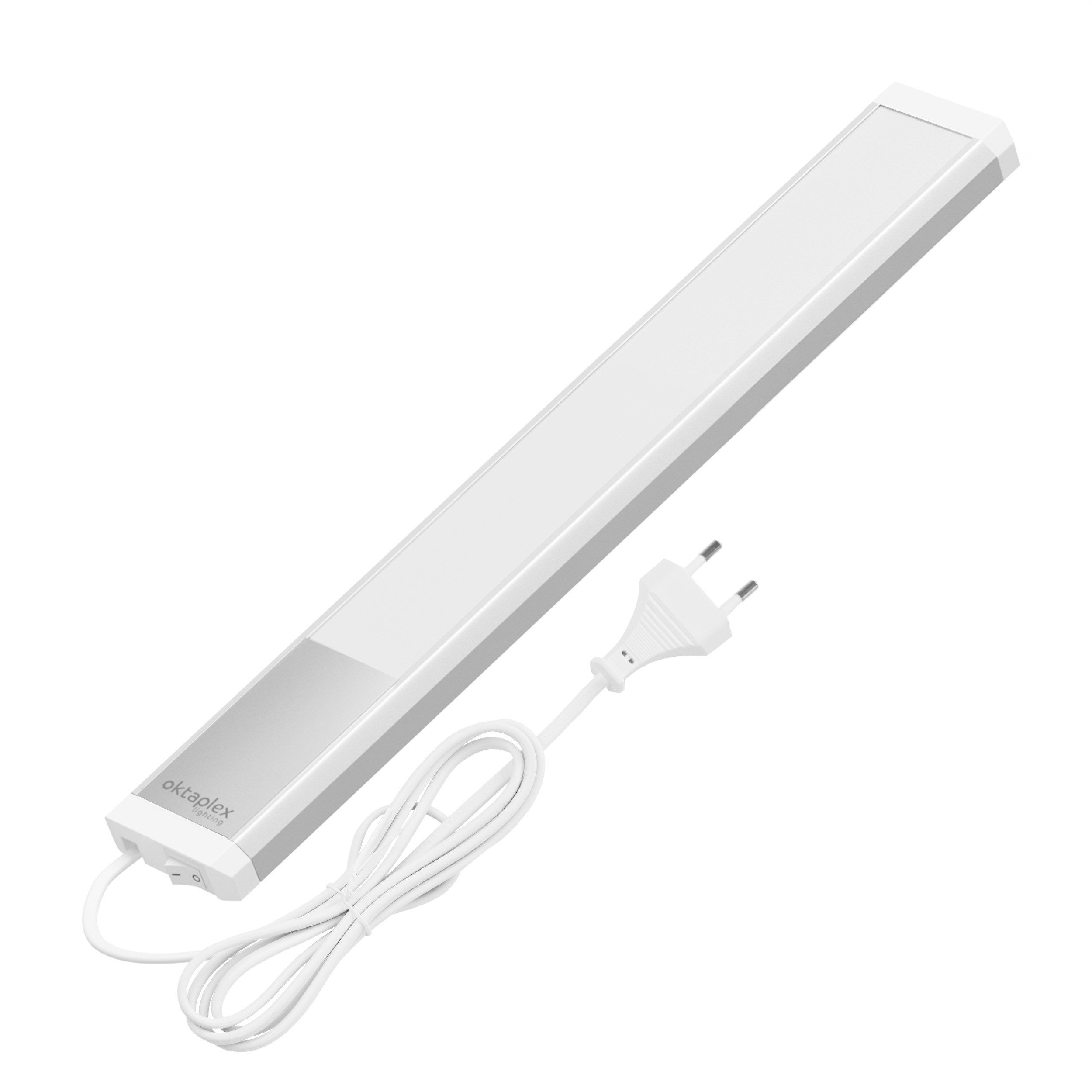 Oktaplex lighting LED Unterbauleuchte Aluminium Unterschrankleuchte Küche 40cm 435lm 6W, LED, warmweiß, 3000K Unterschranklampe Alu Küche mit Schalter