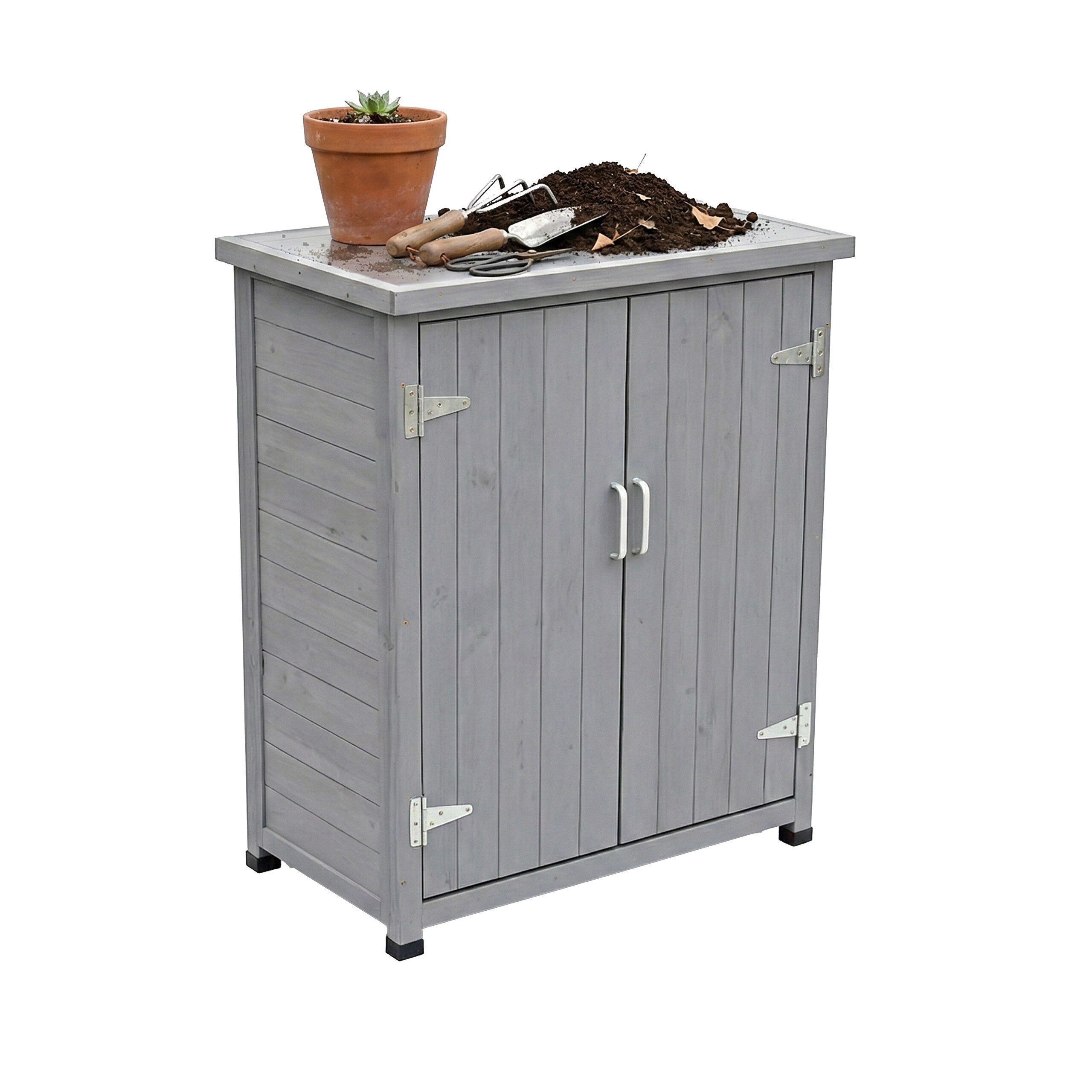 relaxdays Pflanztisch mit Unterschrank, grau