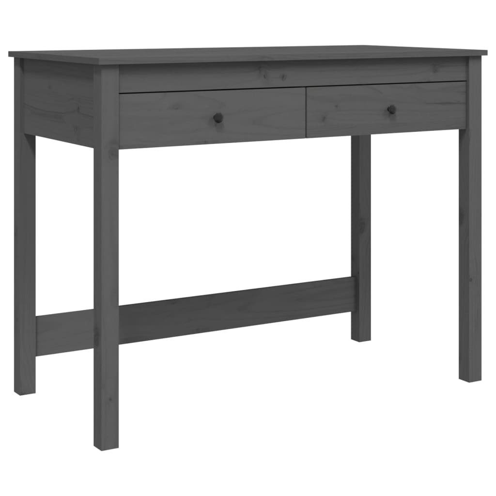 furnicato Schreibtisch mit Grau 100x50x78 cm Massivholz Kiefer Schubladen