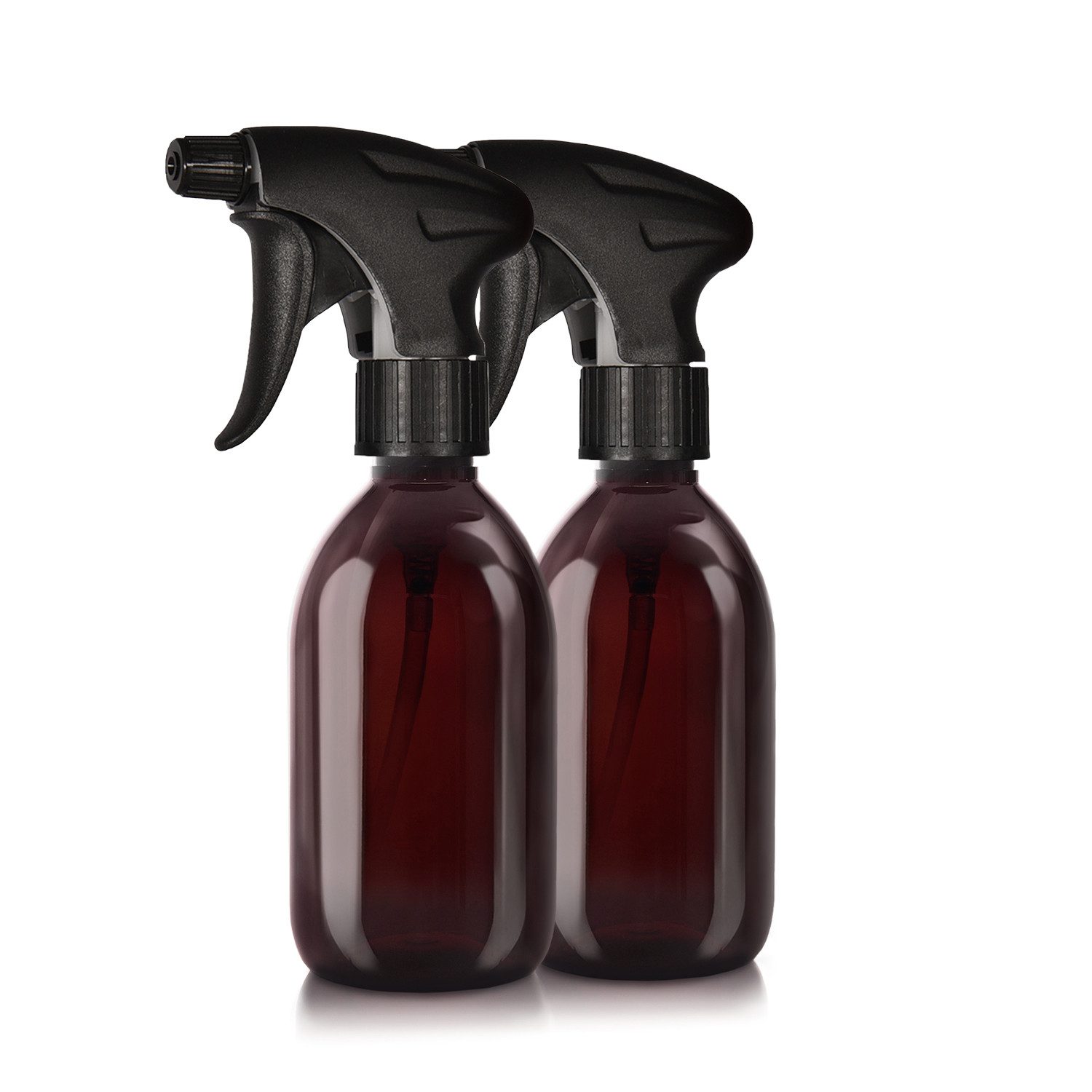 Oputec Sprühflasche 2 x 300ml Sprühflaschen aus Kunststoff Braun zum Befüllen