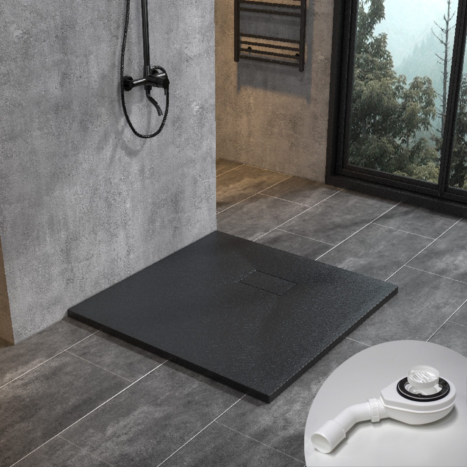 WITEN&NOCK Duschwanne SMC Duschtasse Superflach Steinoptik Anti-Rutsch inkl günstig online kaufen
