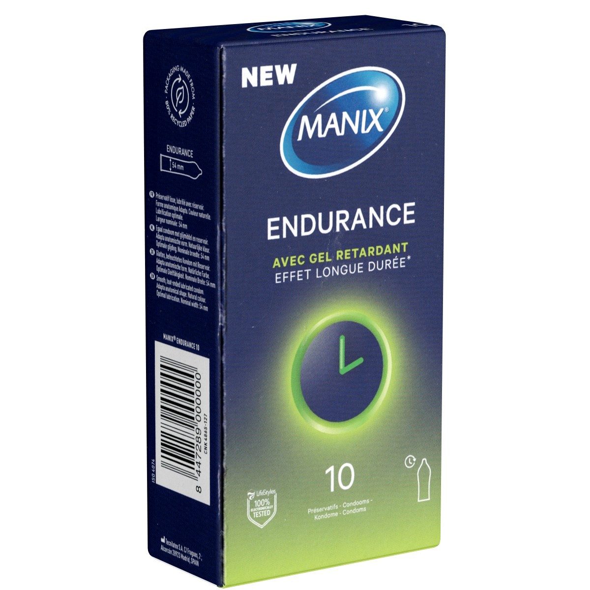Manix Kondome Endurance Packung mit, 10 St., aktverlängernde Kondome mit Benzokain