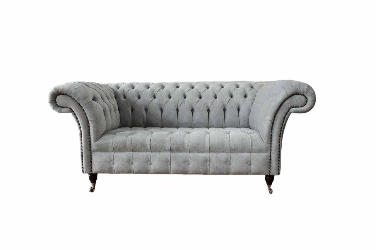 JVmoebel Polstergarnitur Elegante Sofagarnitur aus grauem Stoff mit Edelstahlfüßen, (Set, 2 Sitzer), Made in Europa